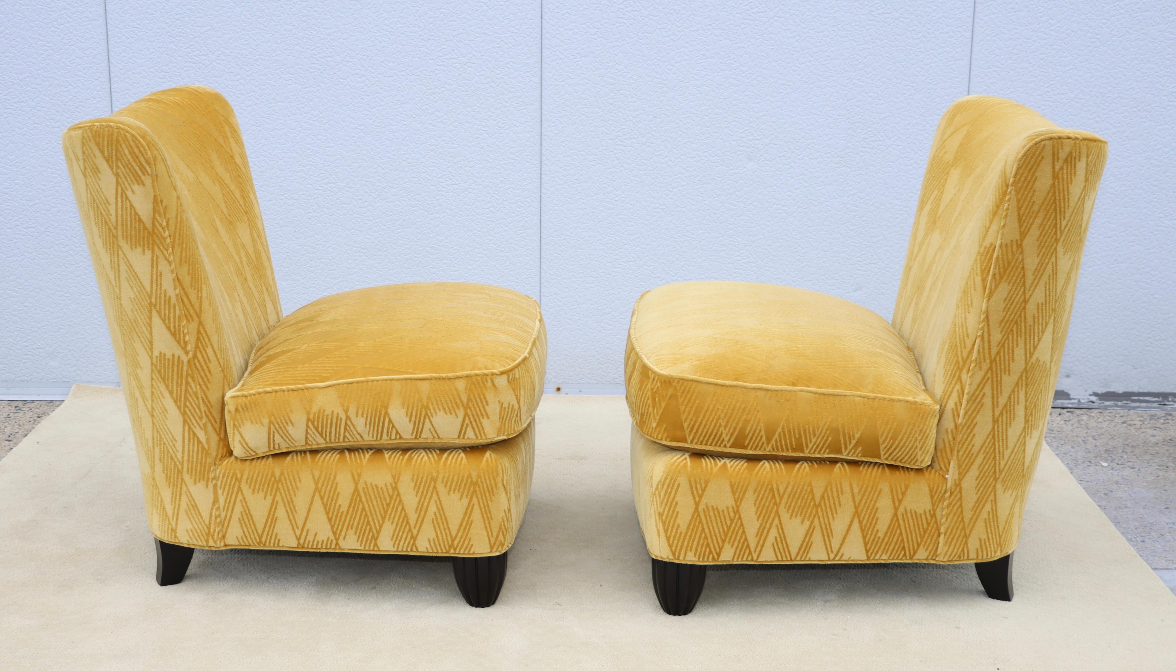 Barbara Barry For Baker Slipper Chairs In Mohair Fabric For Sale 2