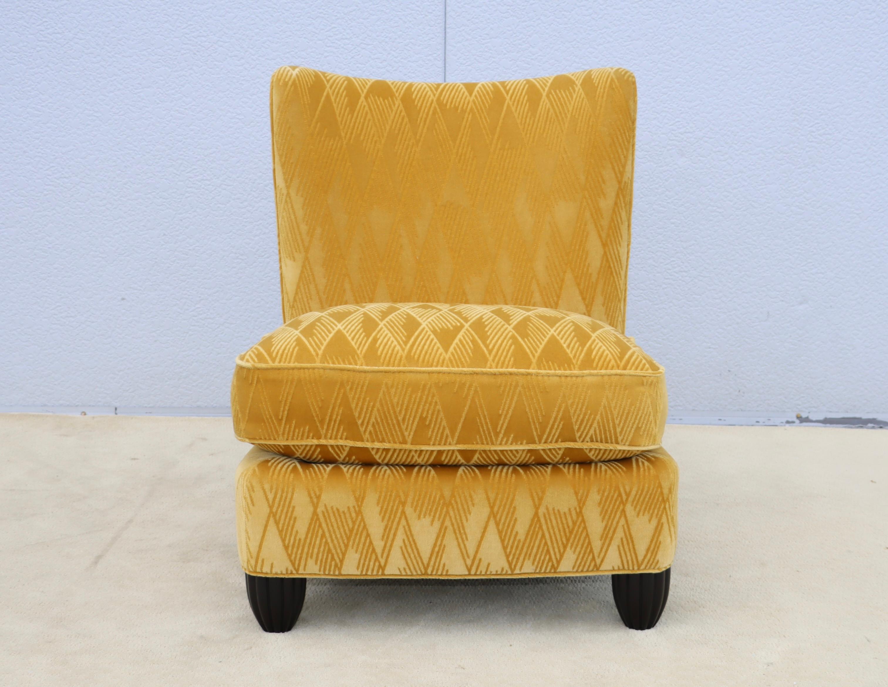 Barbara Barry For Baker Slipper Chairs In Mohair Fabric For Sale 3