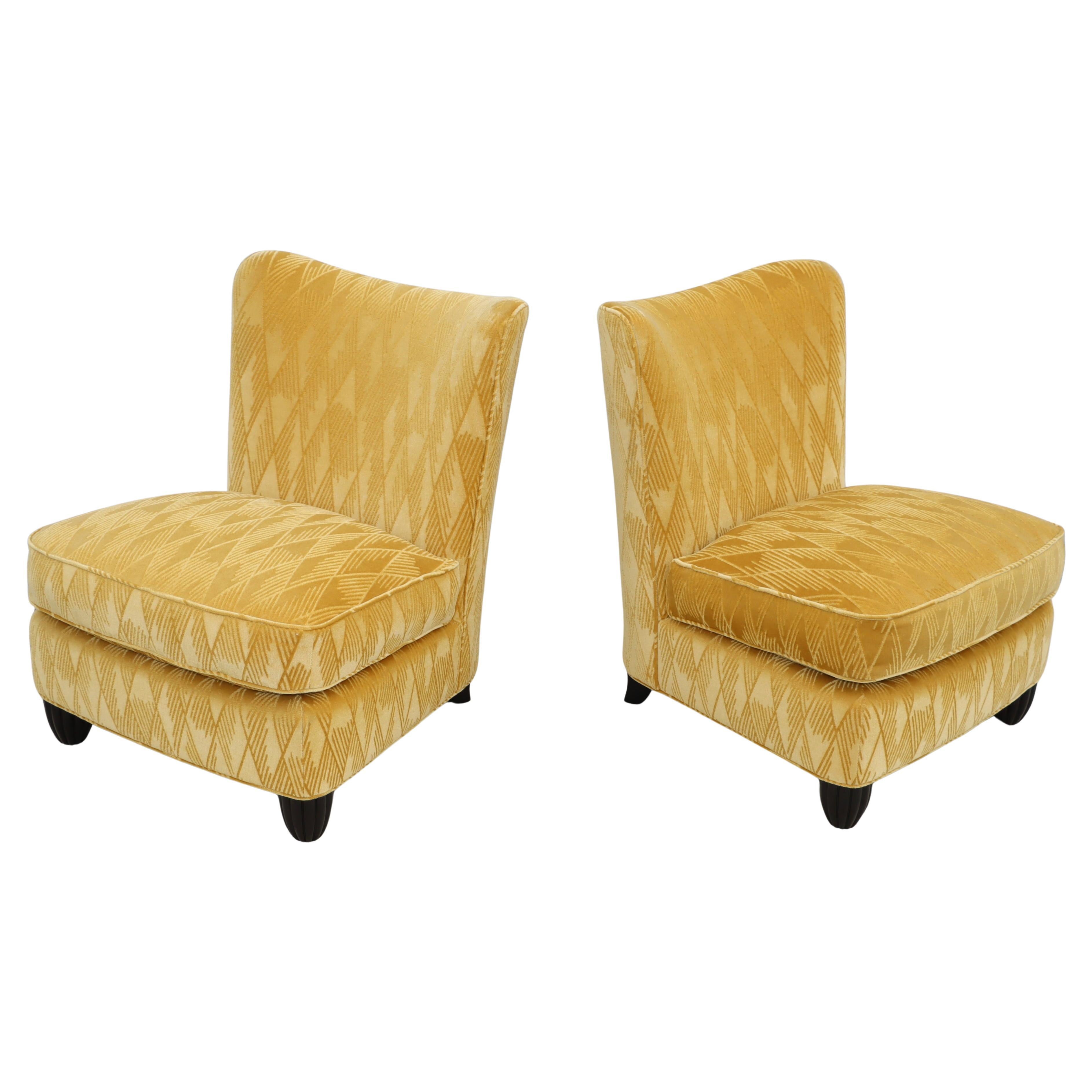 Barbara Barry For Baker Slipper Chairs In Mohair Fabric For Sale
