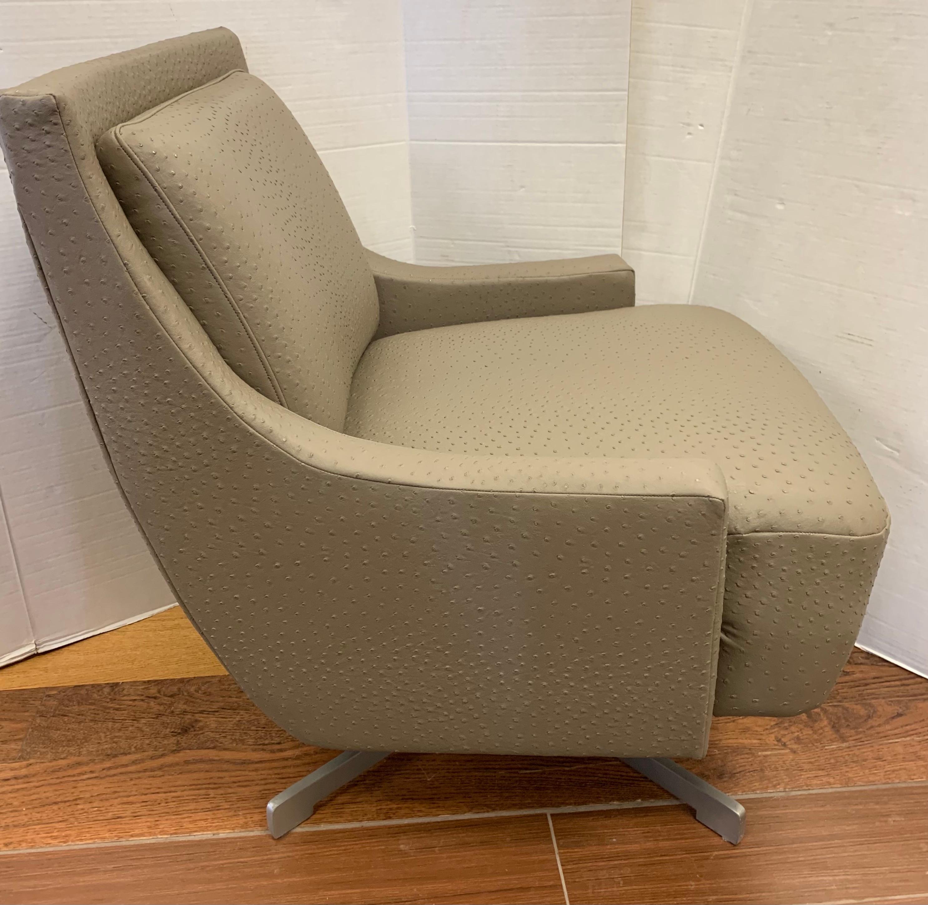 Barbara Barry for HBF Newly Upholstered in Donghia Leather Swivel Chair 3