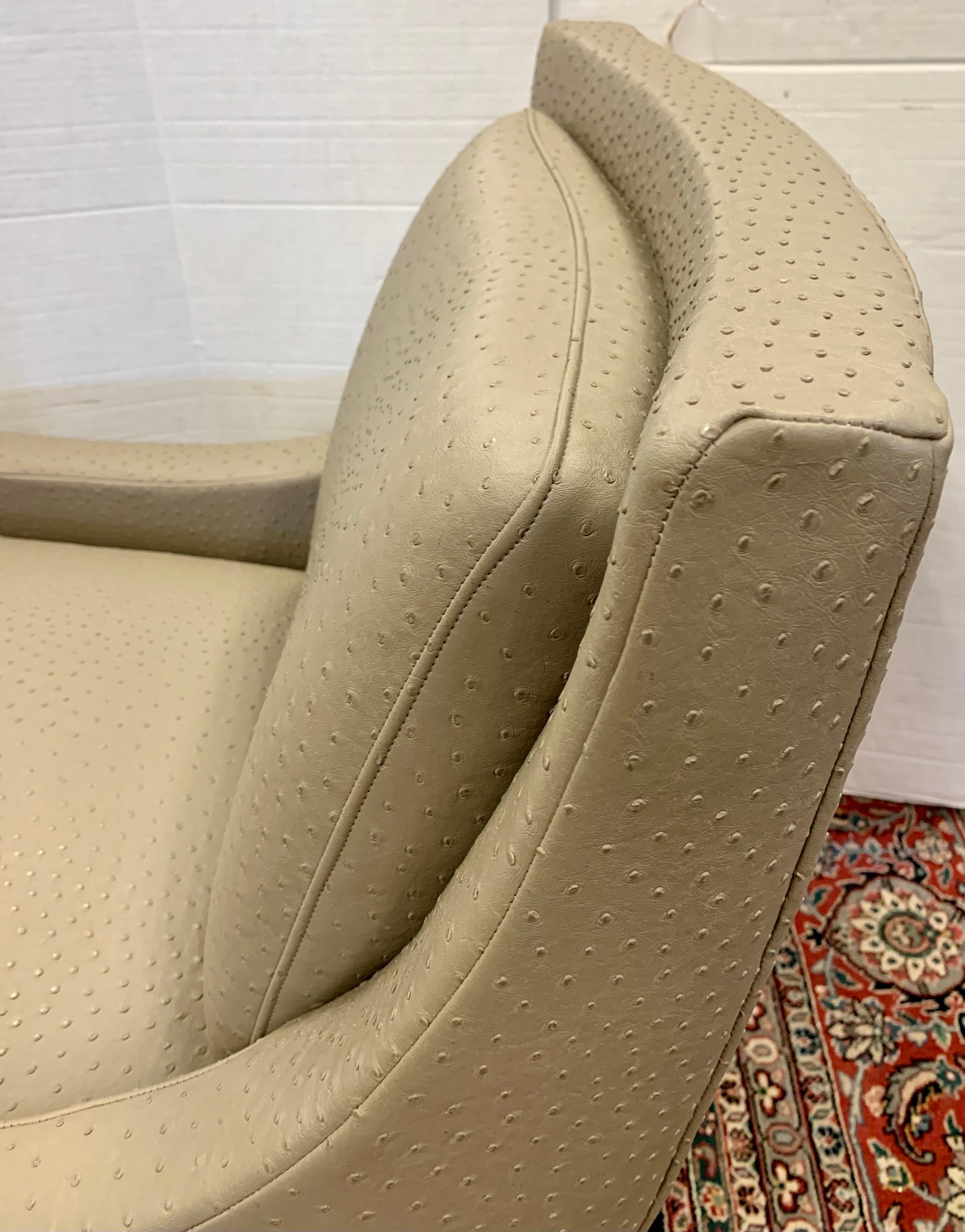 Barbara Barry for HBF Newly Upholstered in Donghia Leather Swivel Chair 4