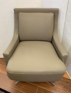 Barbara Barry for HBF Newly Upholstered in Donghia Leather Swivel Chair