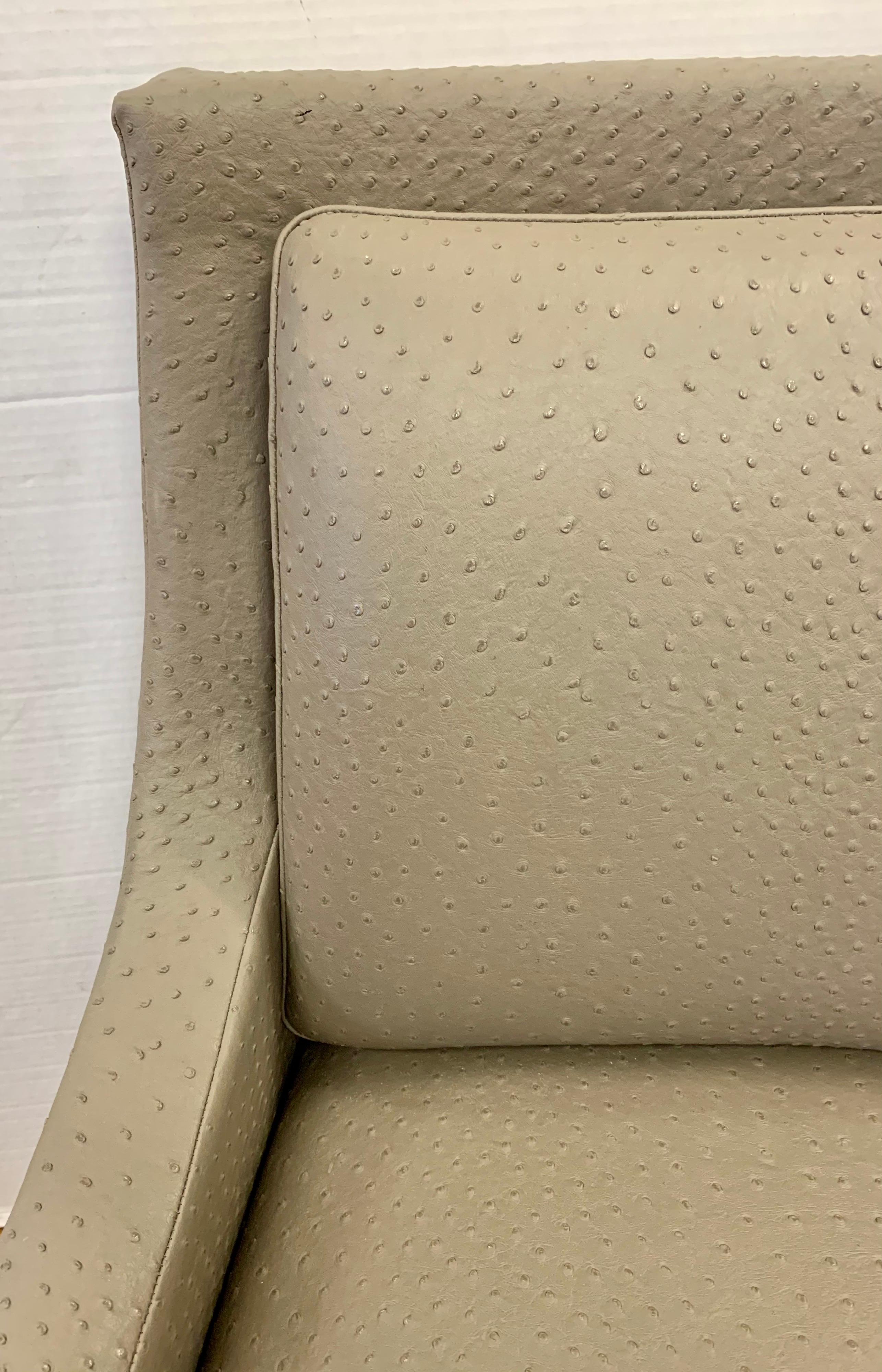 Mid-Century Modern Barbara Barry for HBF Newly Upholstered in Donghia Leather Swivel Chair