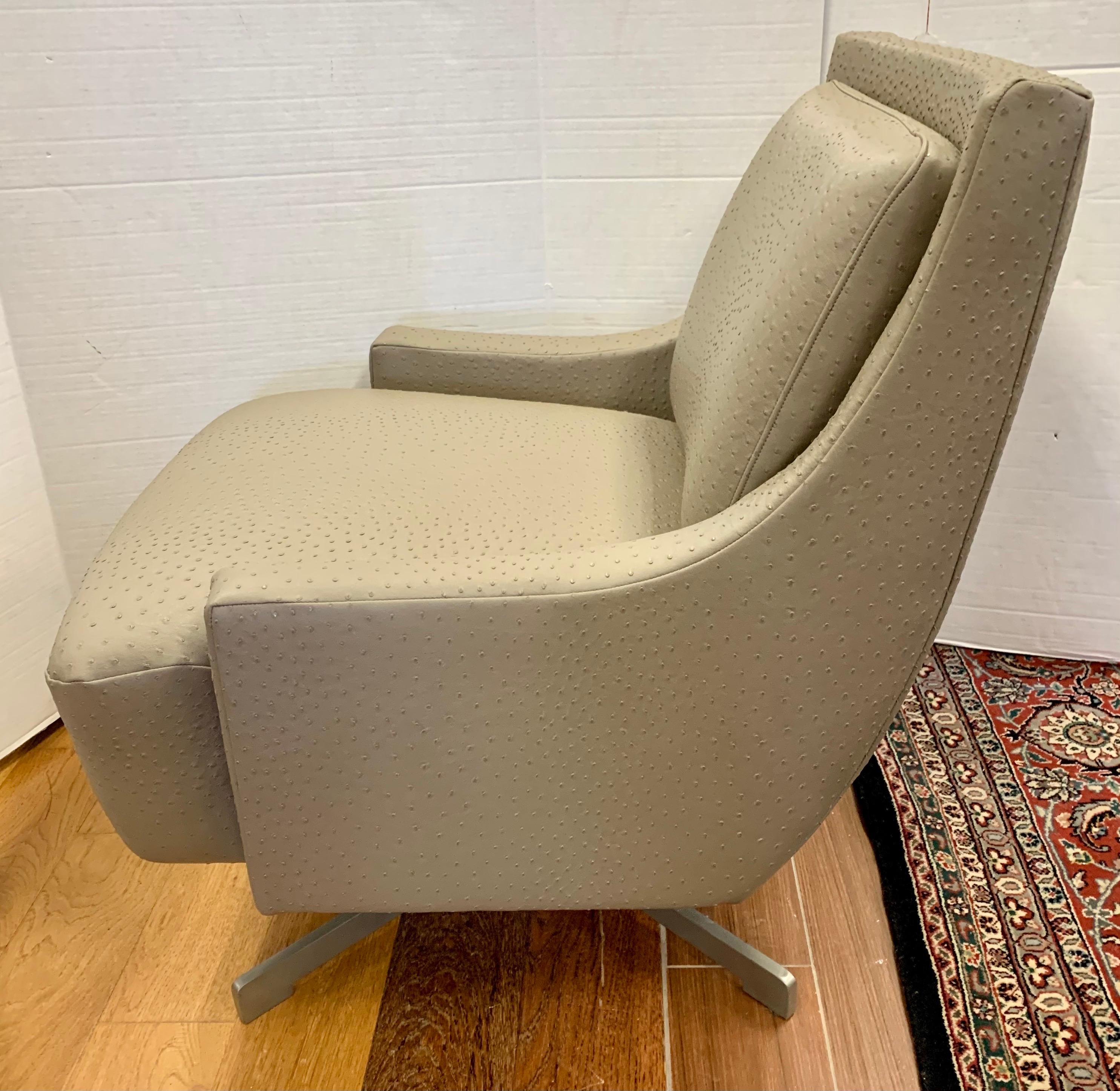Barbara Barry for HBF Newly Upholstered in Donghia Leather Swivel Chair 1