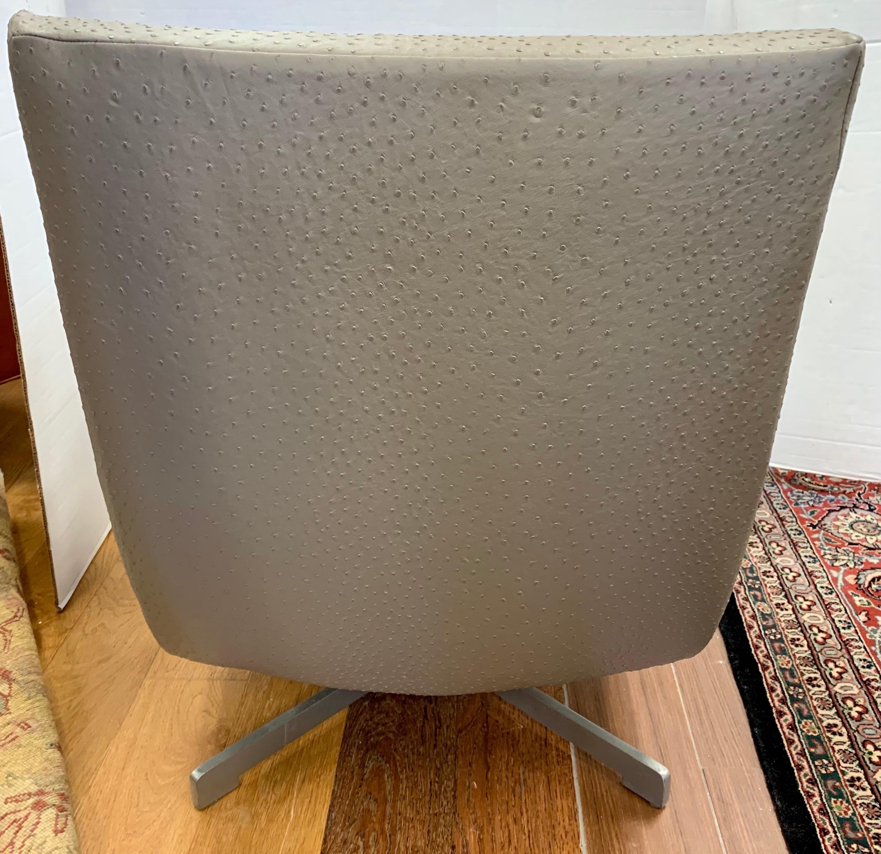 Barbara Barry for HBF Newly Upholstered in Donghia Leather Swivel Chair 2