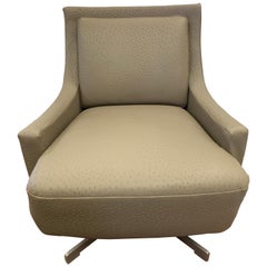 Barbara Barry for HBF Newly Upholstered in Donghia Leather Swivel Chair