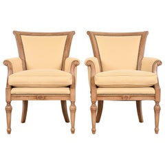 Barbara Barry pour Henredon, paire de chaises bergères de style Régence française Louis XVI