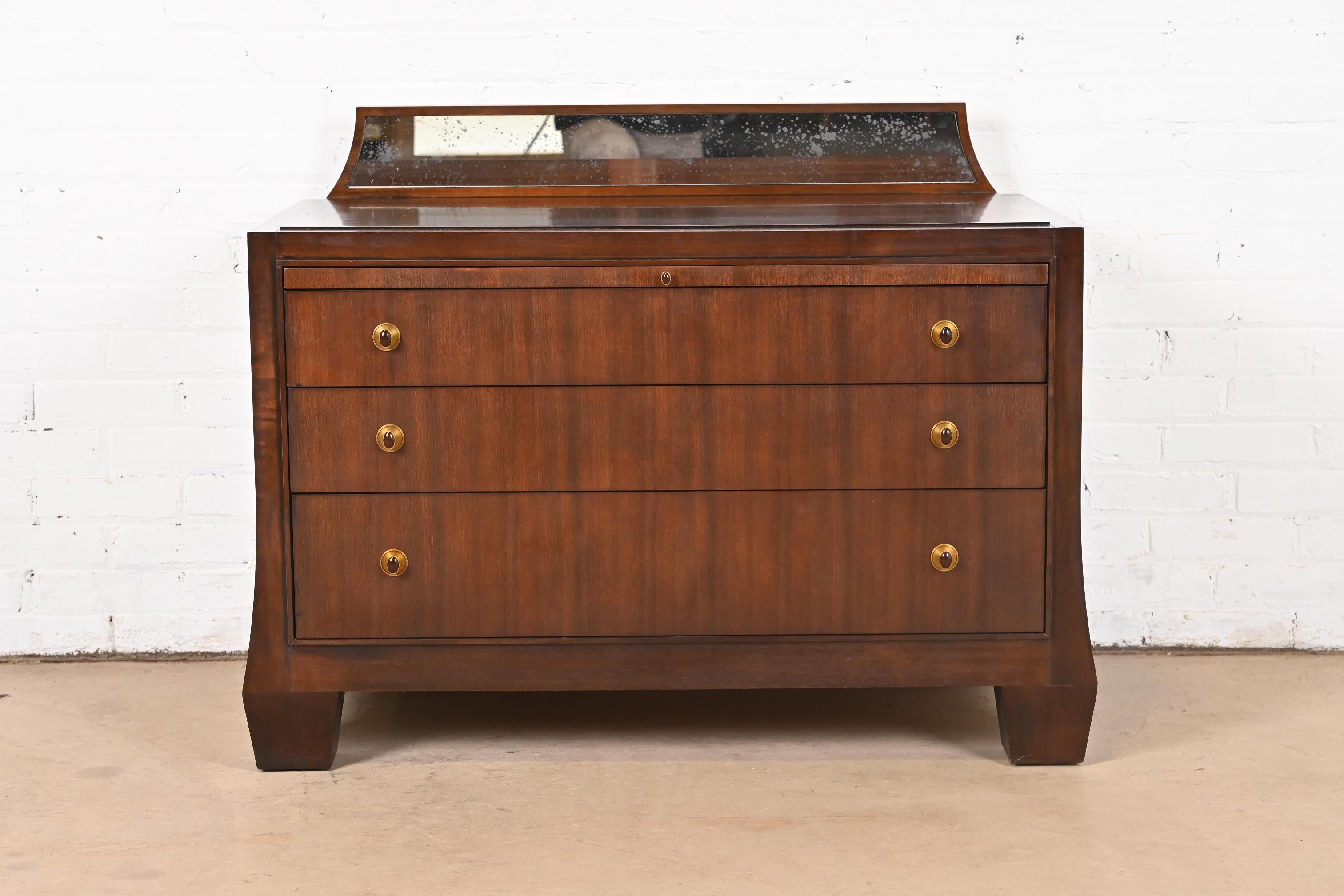 Modern Barbara Barry for Henredon Mahogany Three-Drawer Bachelor Chest or Bedside Chest