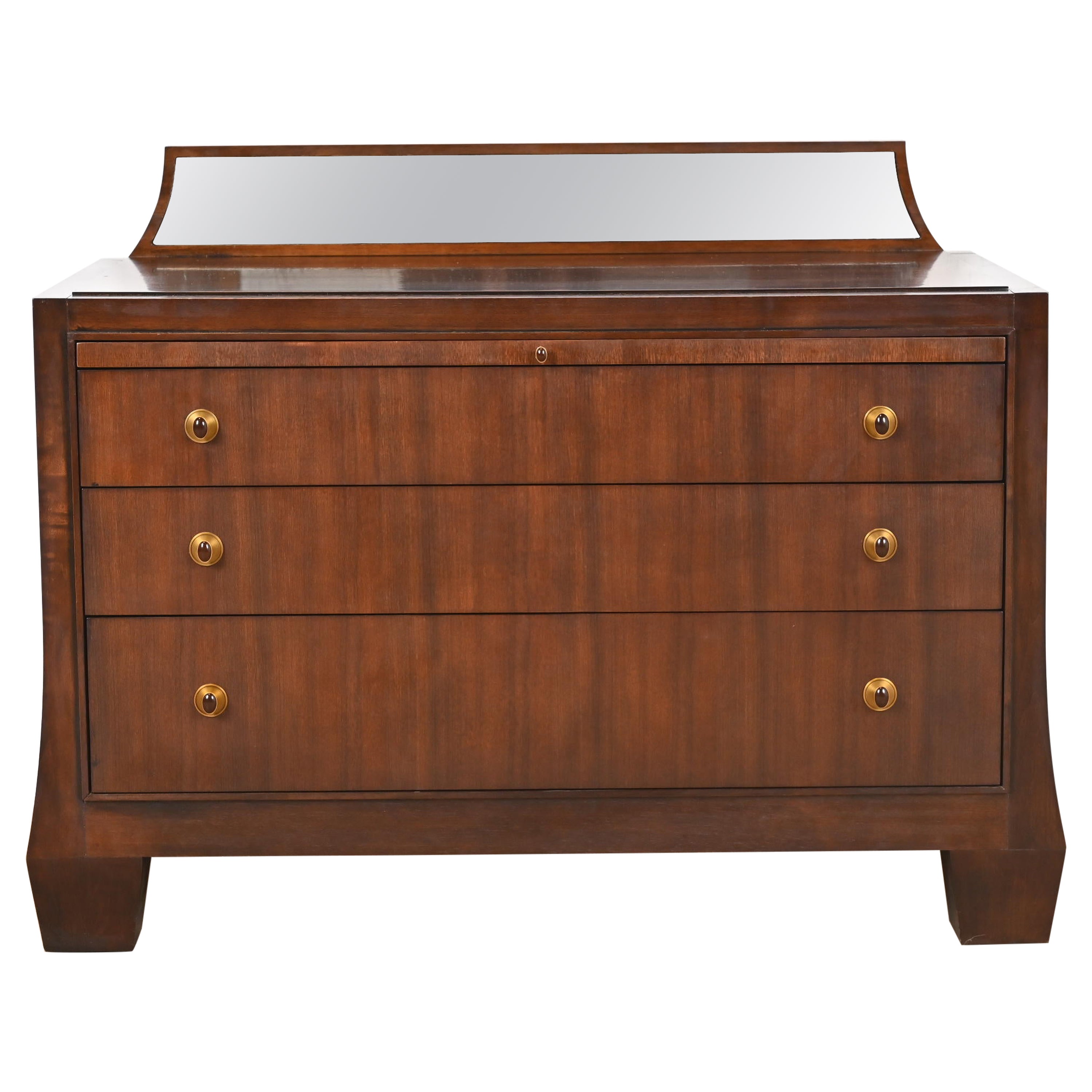 Barbara Barry for Henredon Mahogany Three-Drawer Bachelor Chest or Bedside Chest