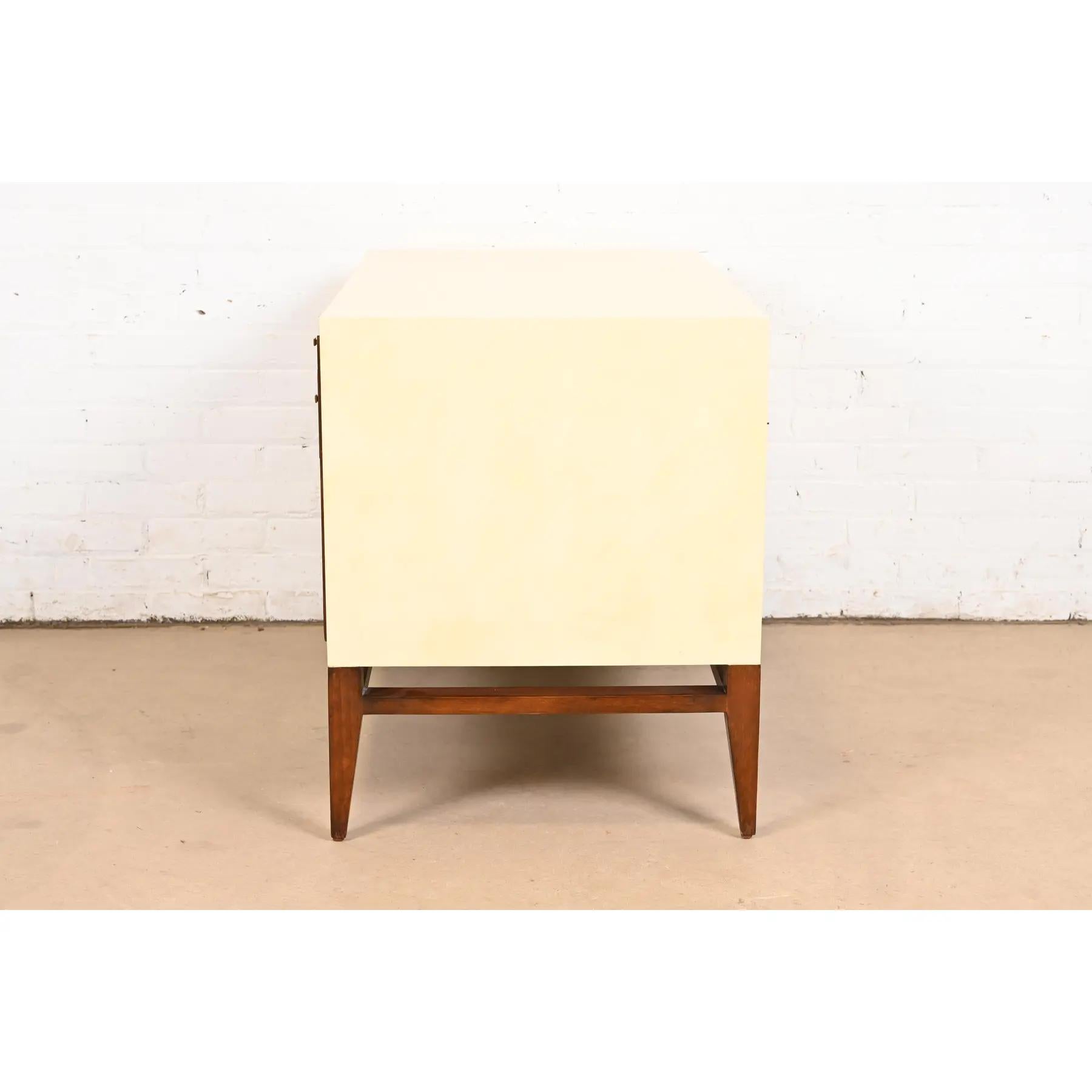 Barbara Barry for Henredon Modern Walnut and Cream Lacquered Console Cabinet For Sale 4