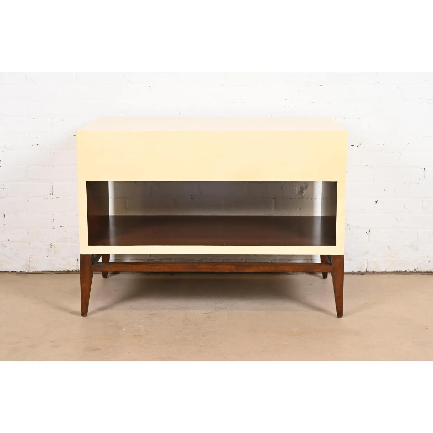 Barbara Barry for Henredon Modern Walnut and Cream Lacquered Console Cabinet For Sale 5