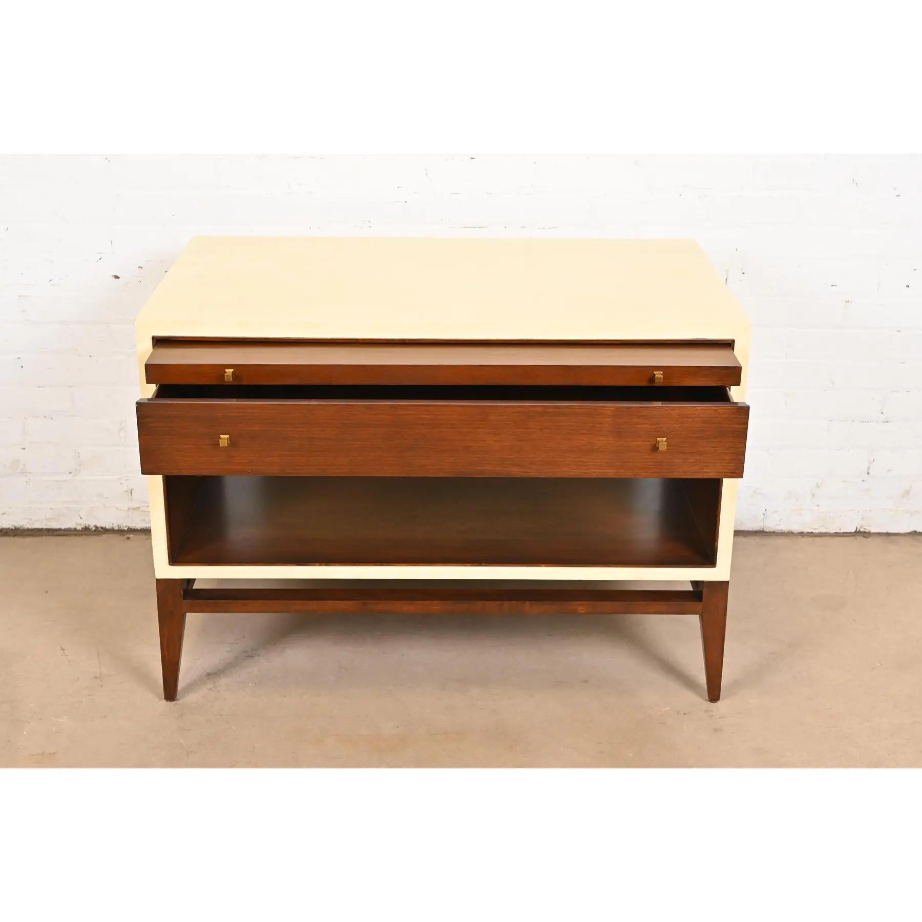 Contemporary Barbara Barry for Henredon Modern Walnut and Cream Lacquered Console Cabinet For Sale