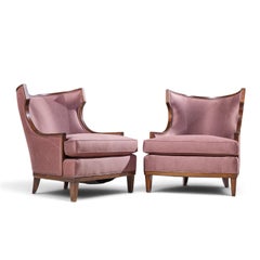 Barbara Barry for Henredon Walnut Lounge Chairs - Pair