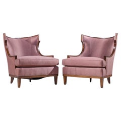 Barbara Barry for Henredon Walnut Lounge Chairs - Pair