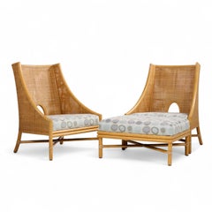 Barbara Barry for McGuire Caned Lounge Chairs - Pair and Ottoman