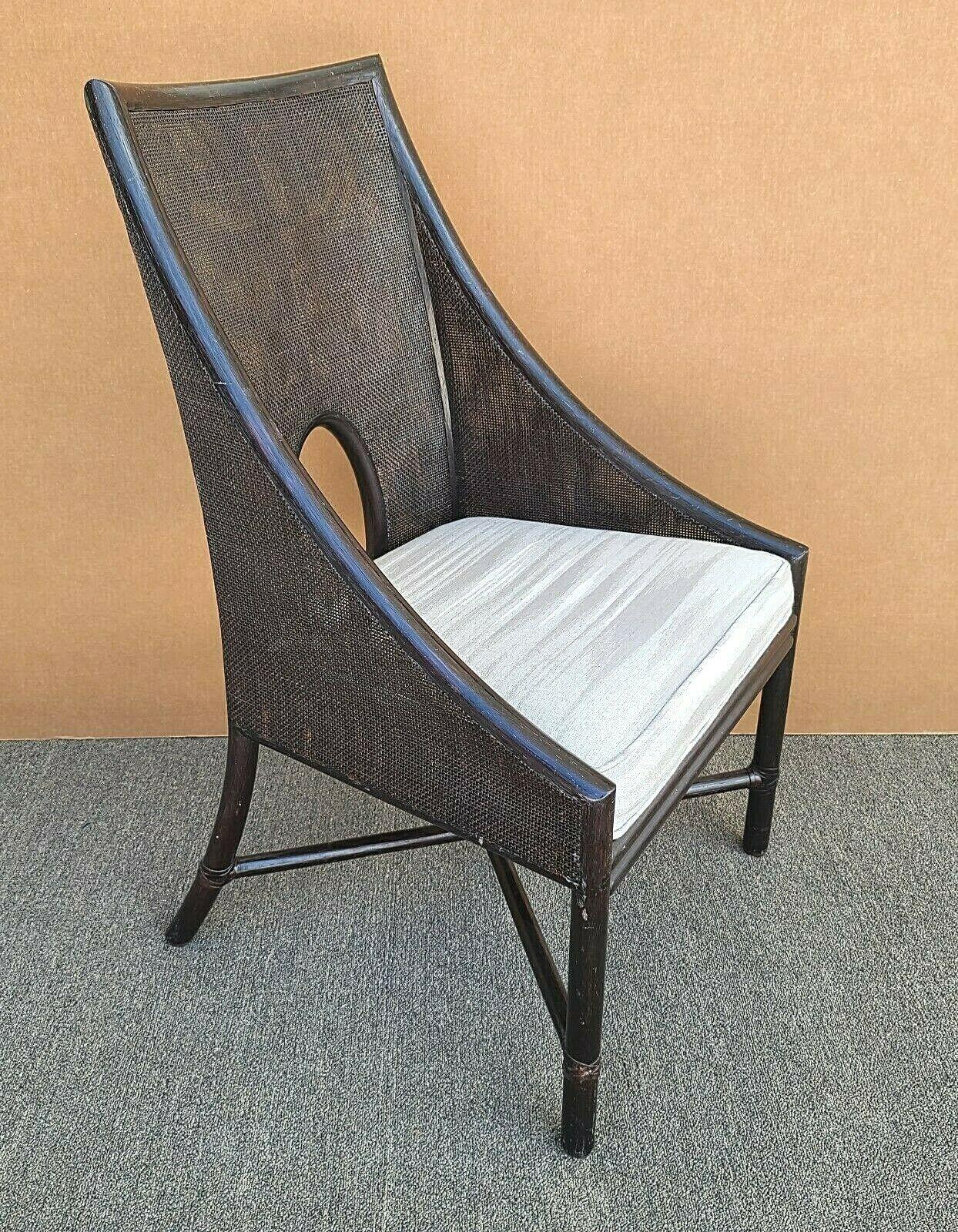 Barbara Barry for McGuire Double Caned Rattan Dining Desk Arm Chair For Sale 3