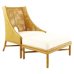 Barbara Barry for McGuire Mid Century Bamboo Lounge Chair and Ottoman
