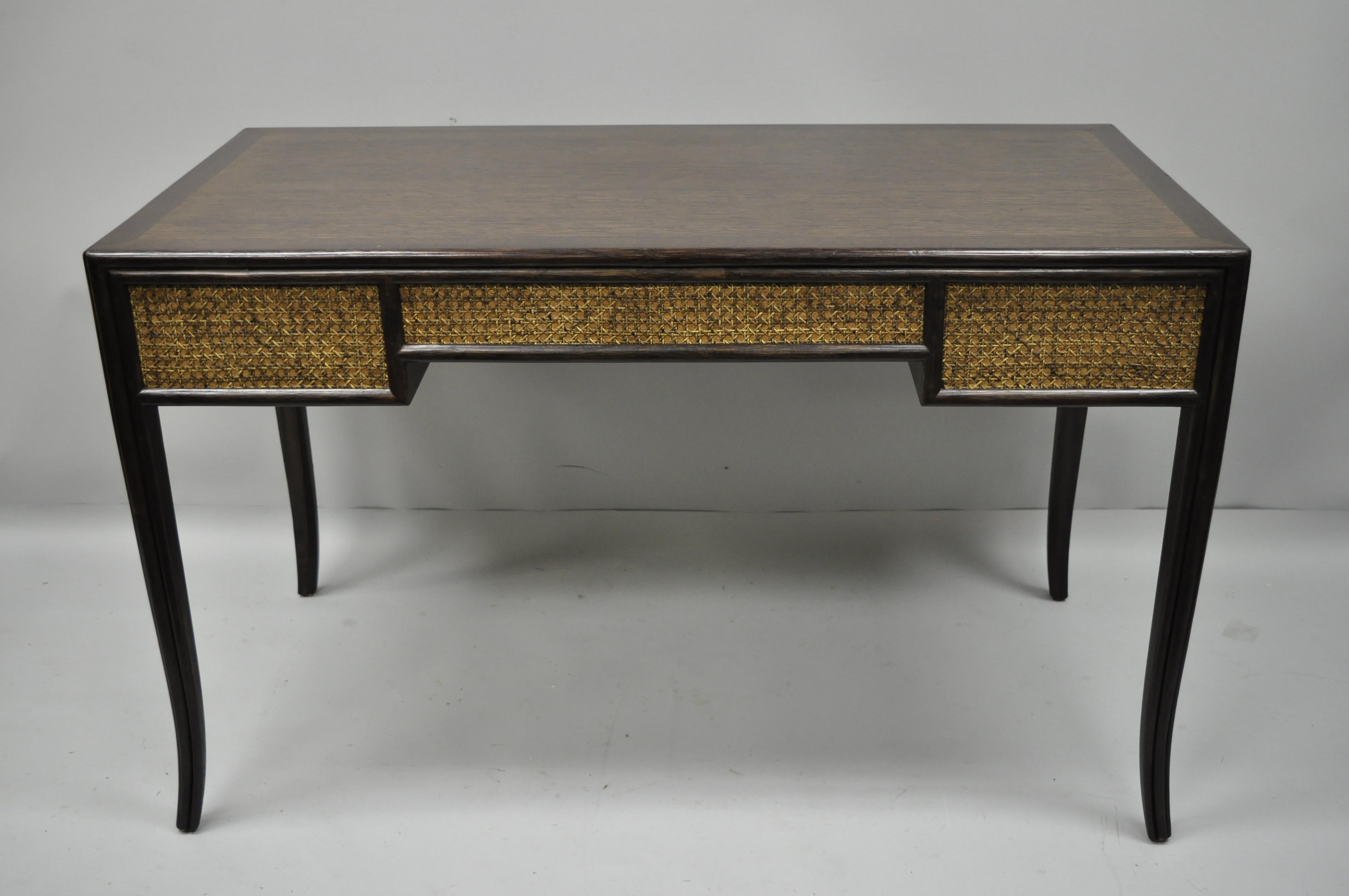 American Barbara Barry for McGuire Oak and Cane Desk with Faux Bamboo Pulls