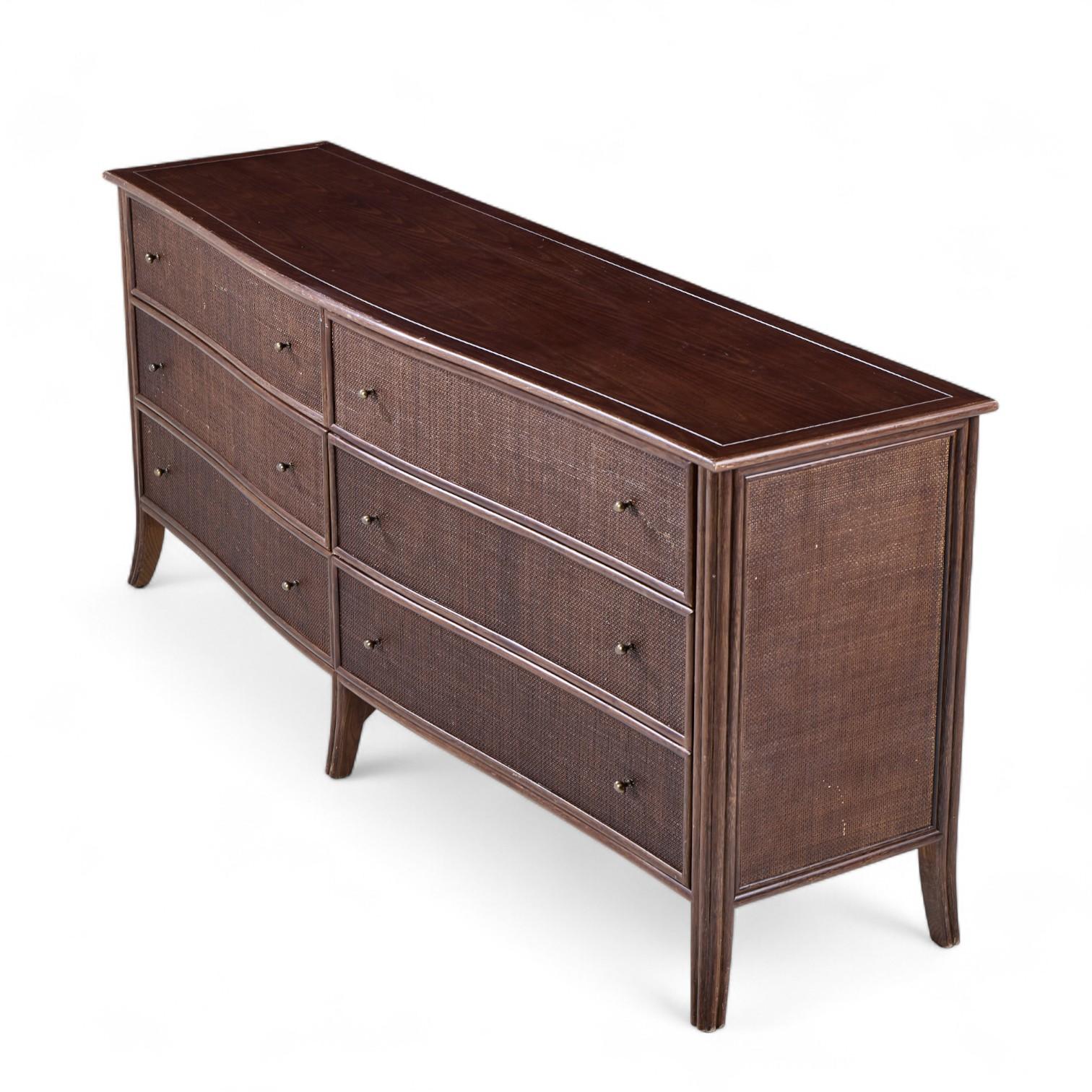 Rotin Barbara Barry pour McGuire Commode basse en rotin en vente
