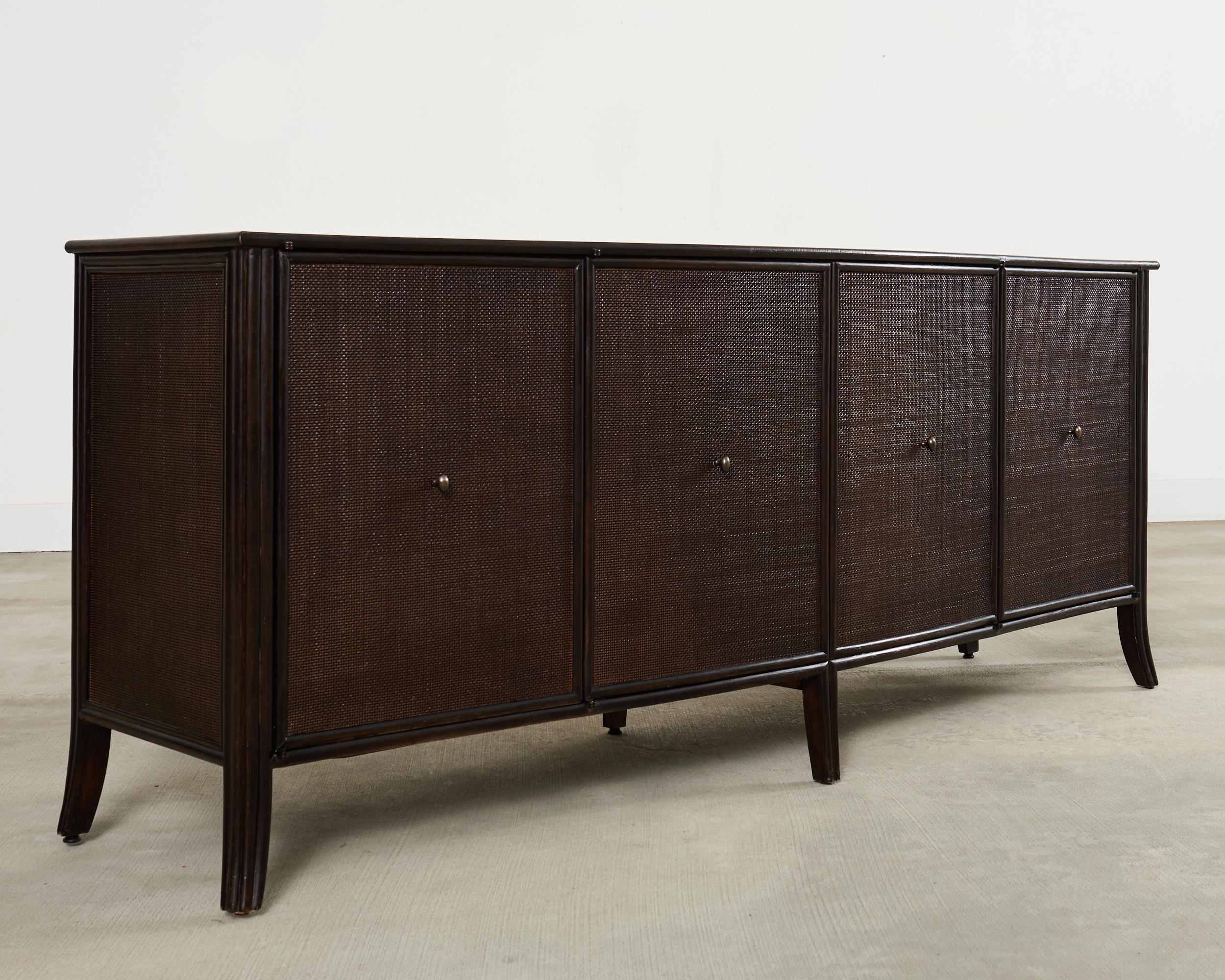 Organic Modern Barbara Barry for McGuire Rattan Oak Raffia Sideboard Buffet For Sale