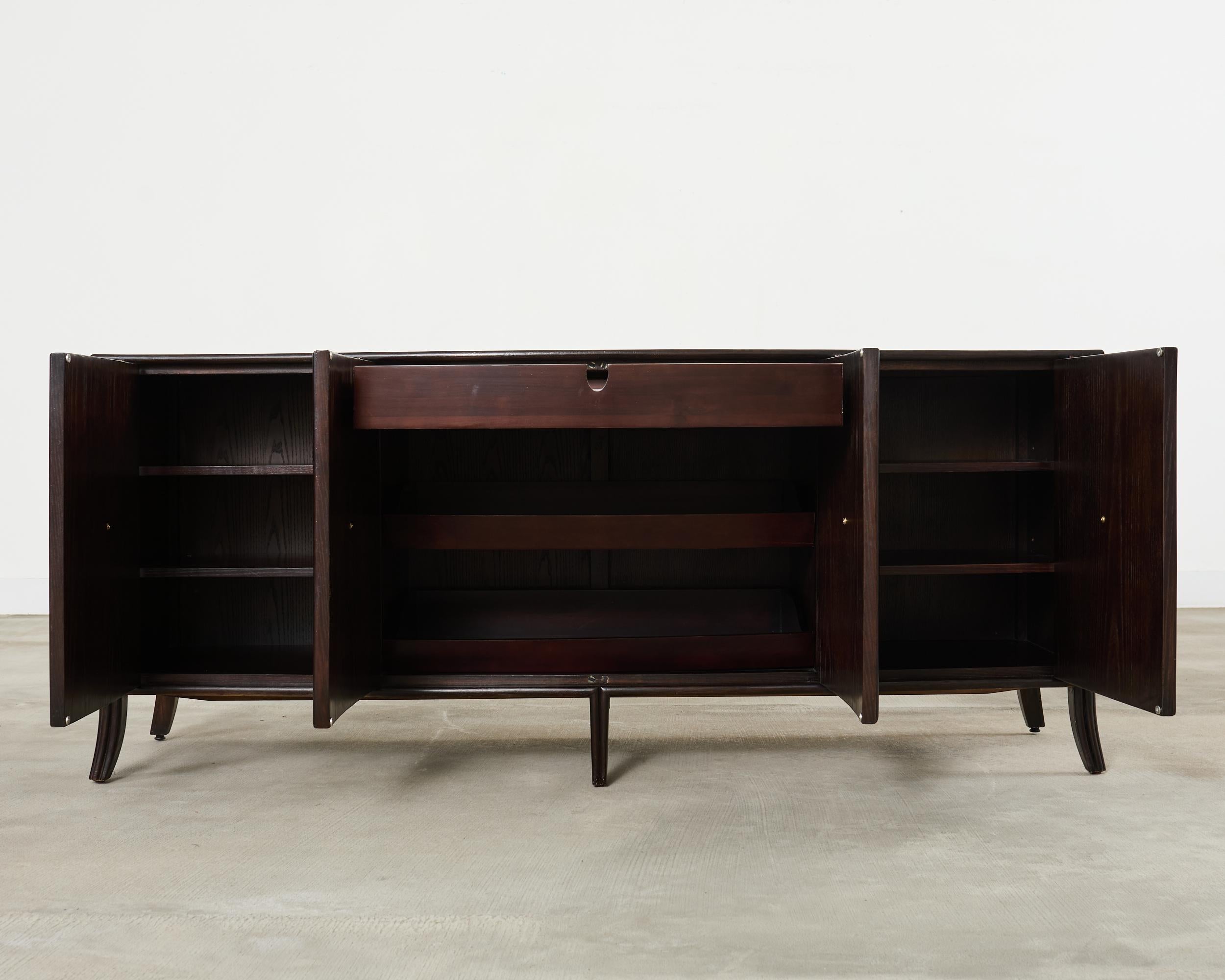 Brass Barbara Barry for McGuire Rattan Oak Raffia Sideboard Buffet For Sale