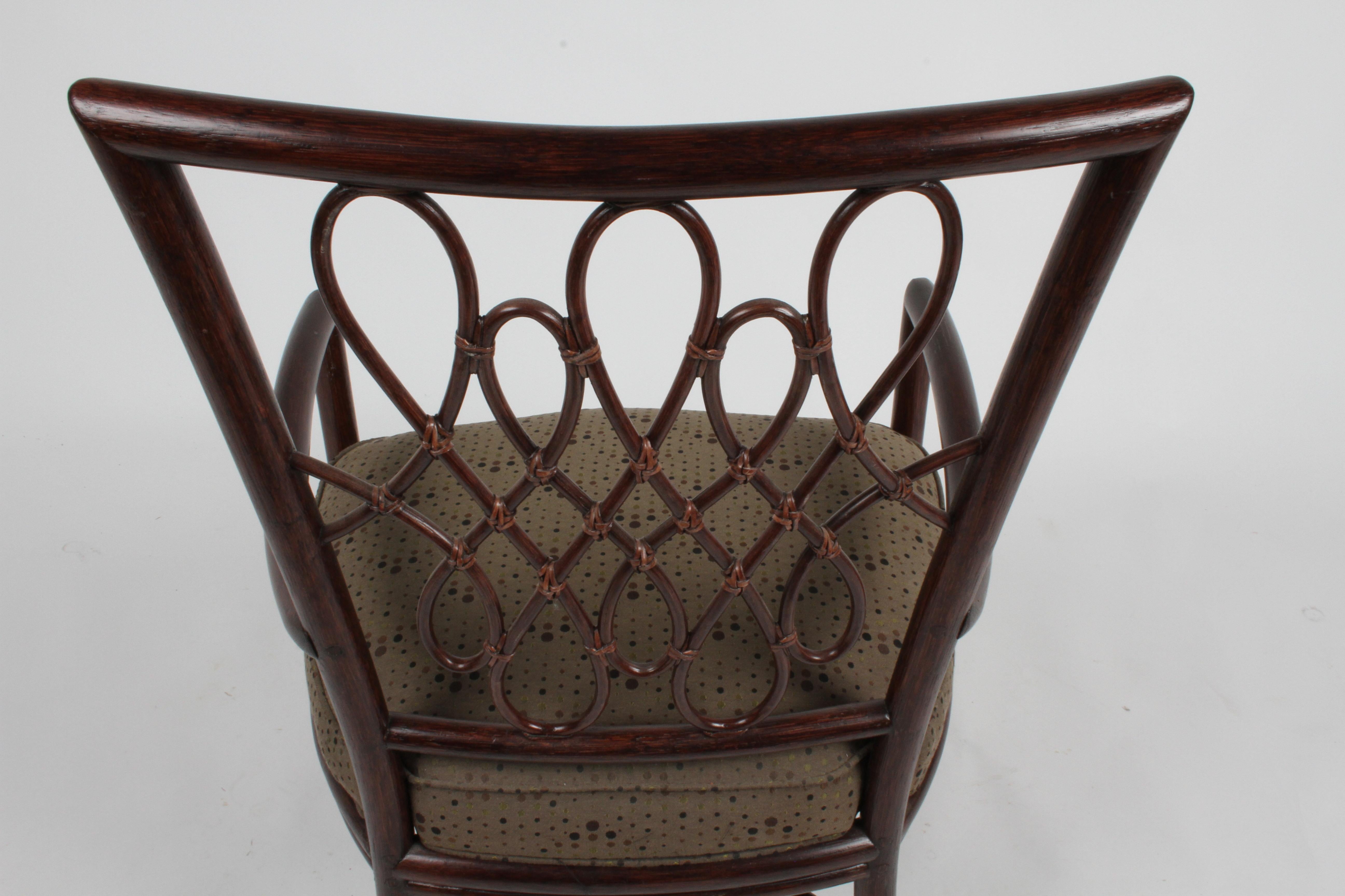 Barbara Barry for McGuire Rattan or Wicker Arm Desk, Dining or Occasional Chair For Sale 6