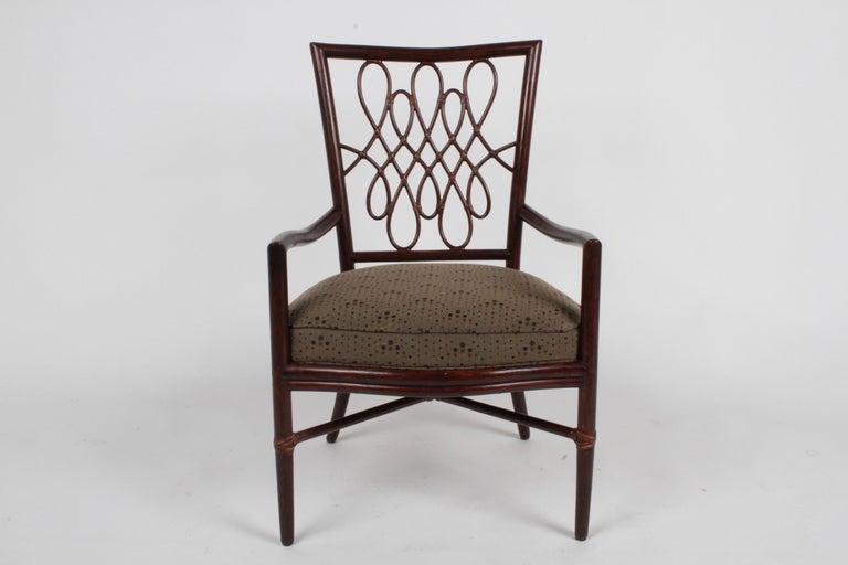Barbara Barry designed for McGuire Furniture of San Francisco. Dark stained Rattan dining chair, can be used as a desk chair or Occasional chair. All original, light touch up. Label.