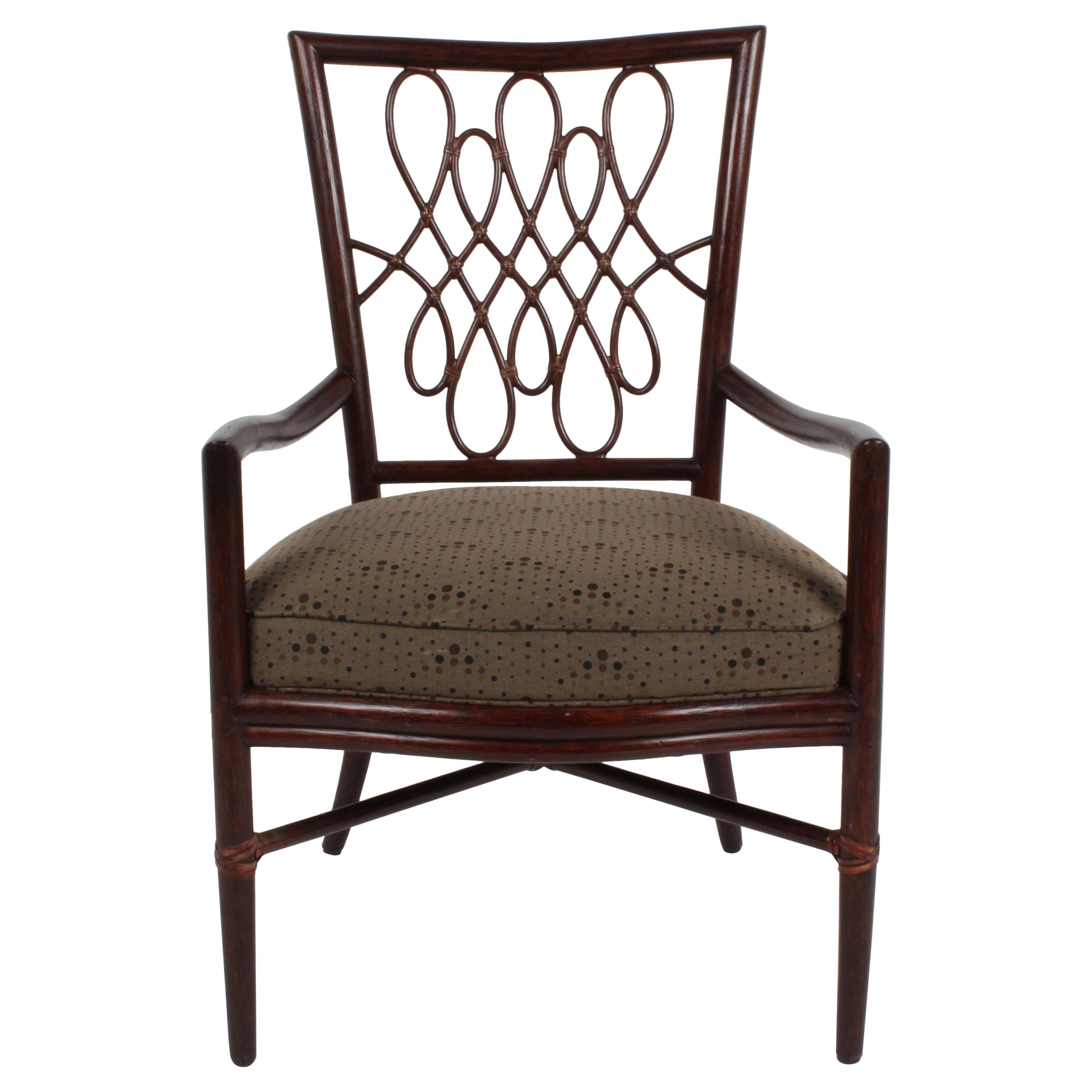 Barbara Barry for McGuire Rattan or Wicker Arm Desk, Dining or Occasional Chair For Sale