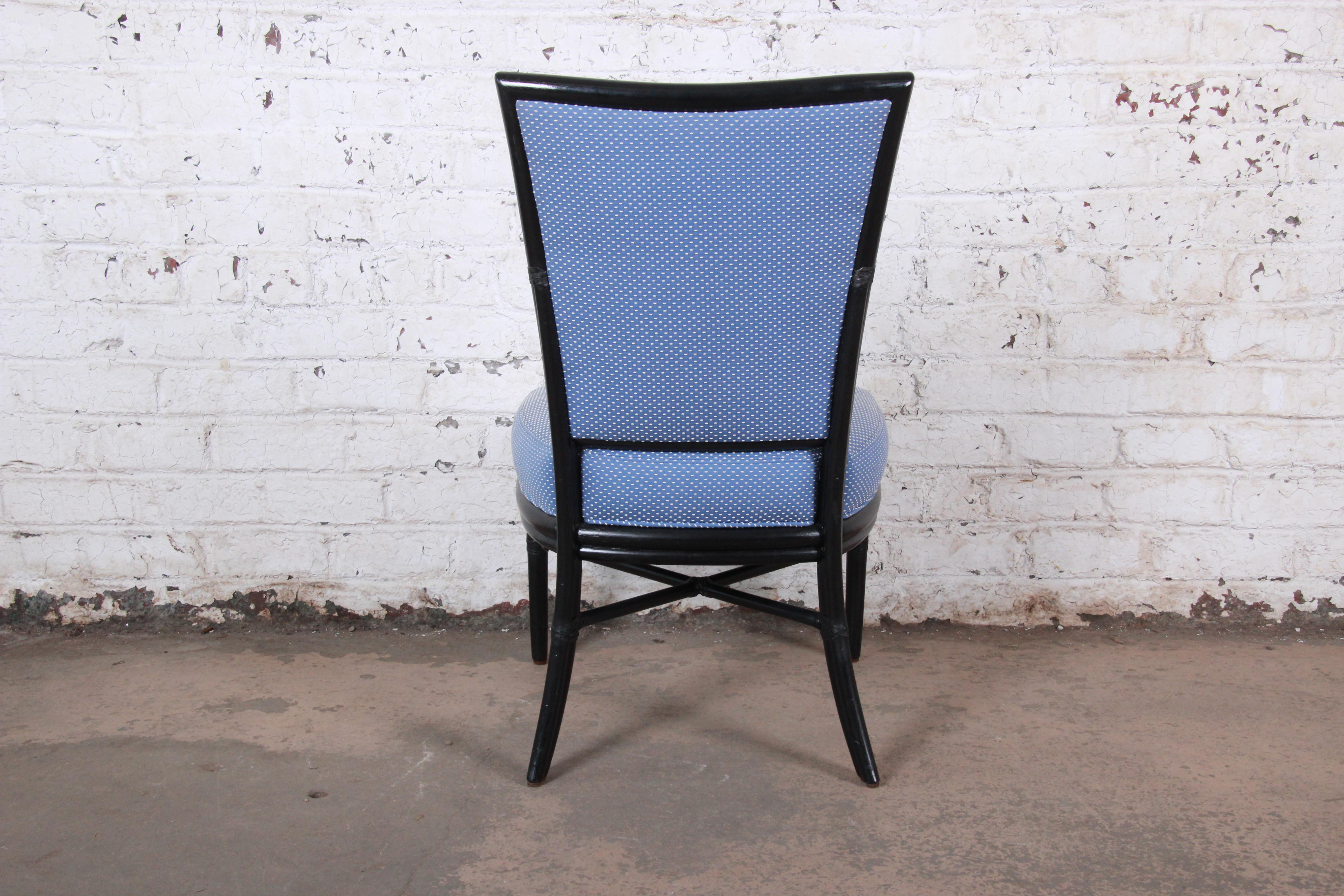 Barbara Barry for McGuire Rattan Upholstered Dining Chairs, Set of Four 4