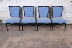 Barbara Barry for McGuire Rattan Upholstered Dining Chairs, Set of Four