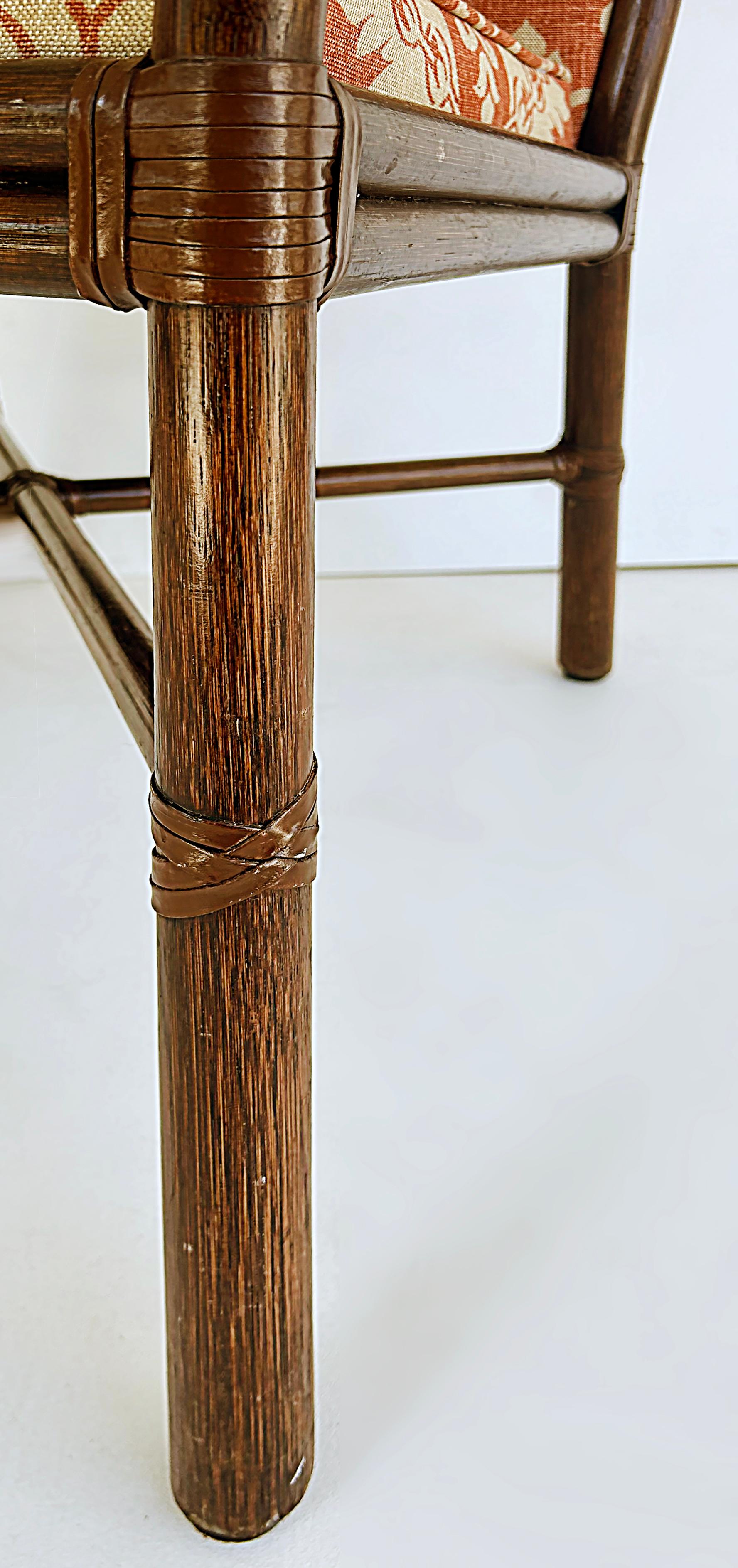 Barbara Barry McGuire Rattan Rawhide Esszimmer Stühle, neue Polsterung, Satz 8 im Angebot 7