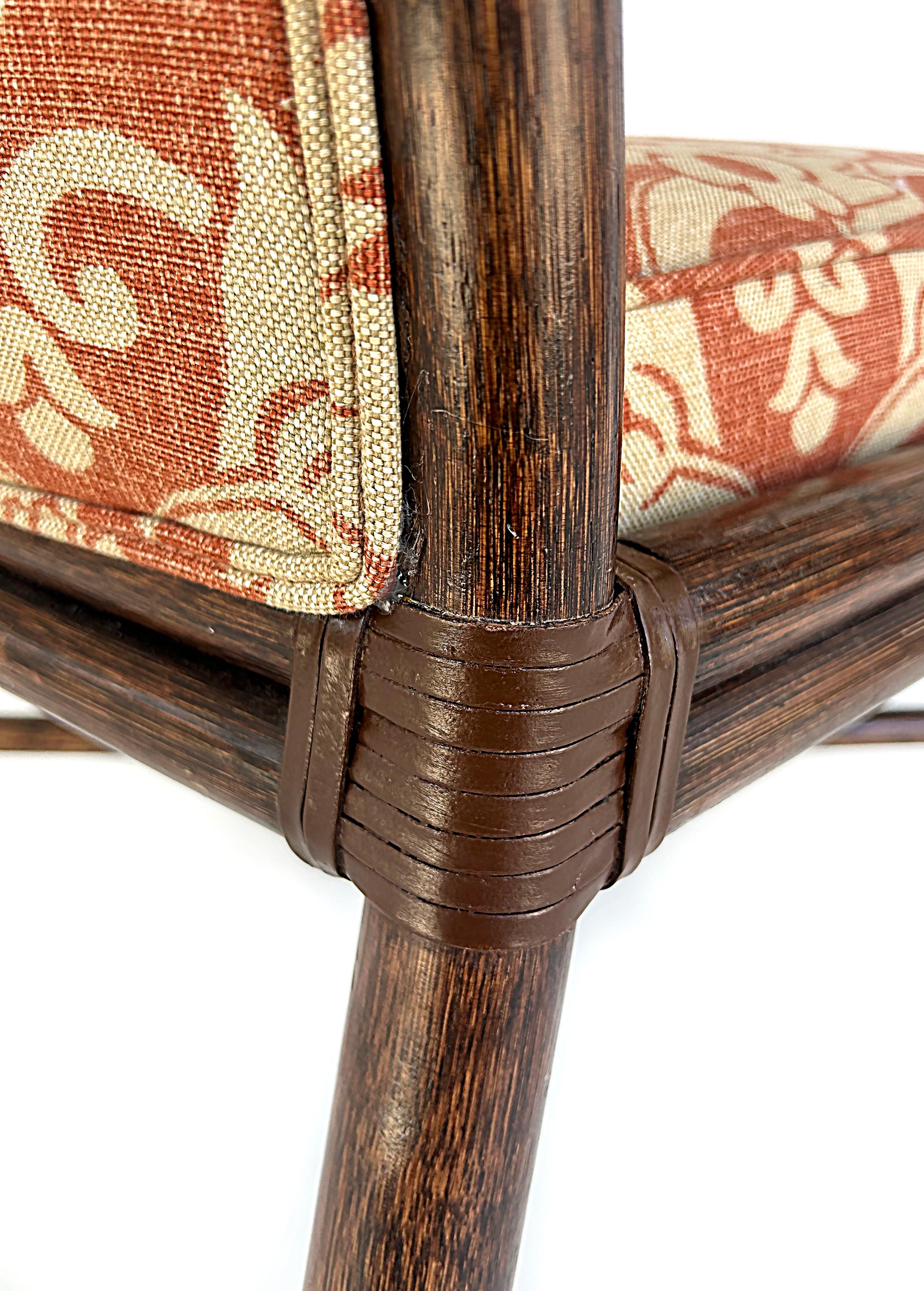 Barbara Barry McGuire Rattan Rawhide Esszimmer Stühle, neue Polsterung, Satz 8 im Angebot 8