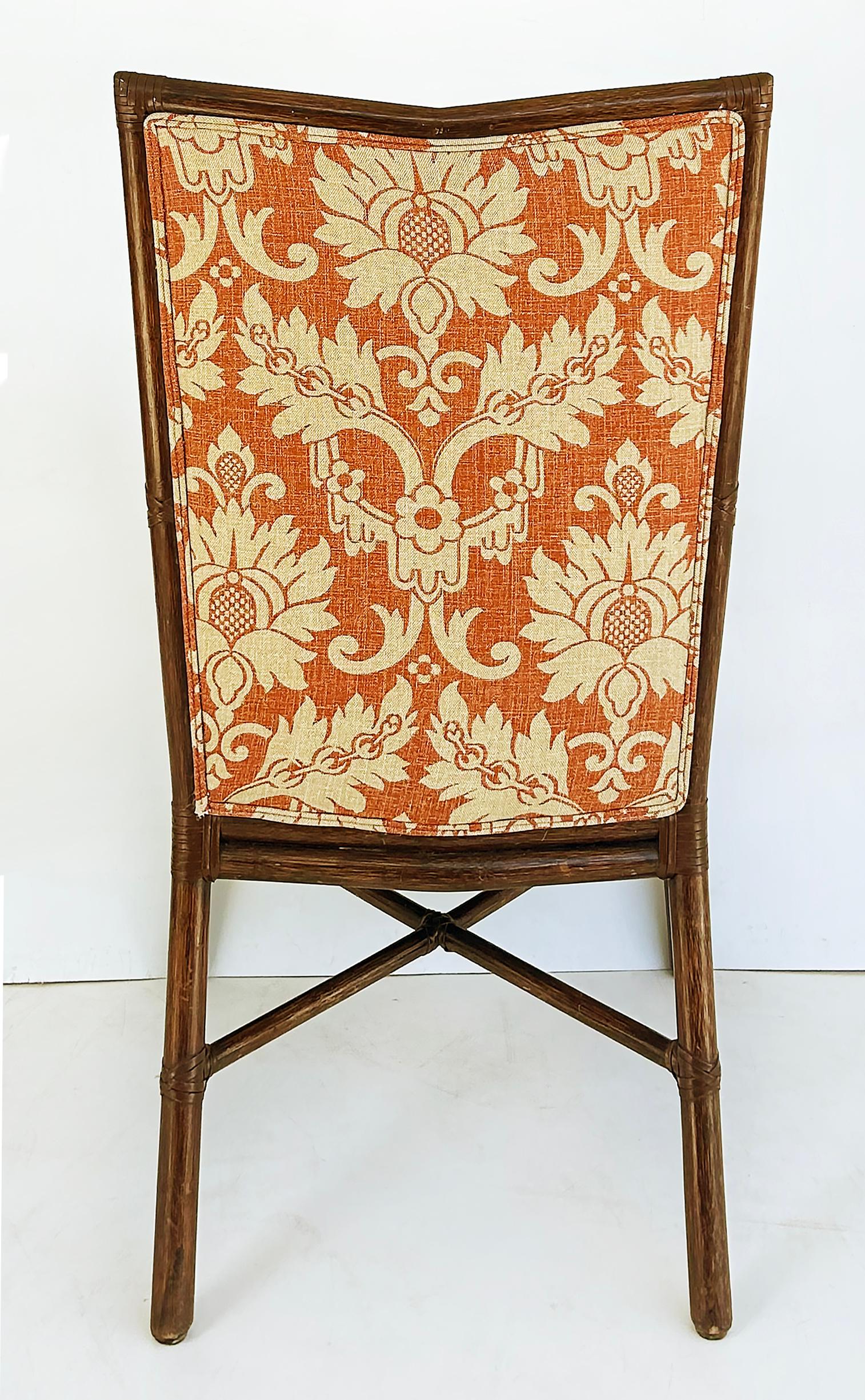 Barbara Barry McGuire Rattan Rawhide Esszimmer Stühle, neue Polsterung, Satz 8 im Angebot 1