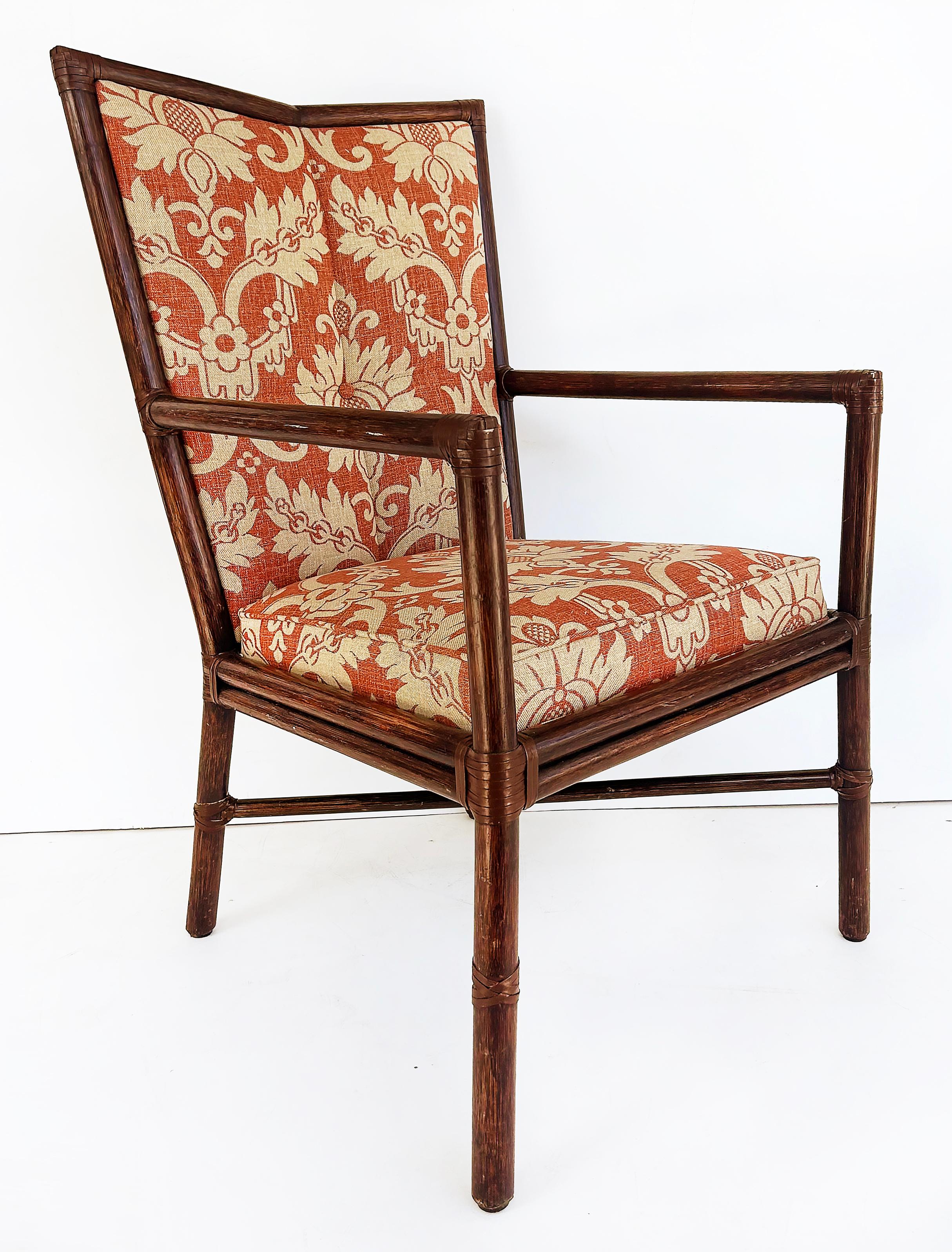Barbara Barry McGuire Rattan Rawhide Esszimmer Stühle, neue Polsterung, Satz 8 im Angebot 3