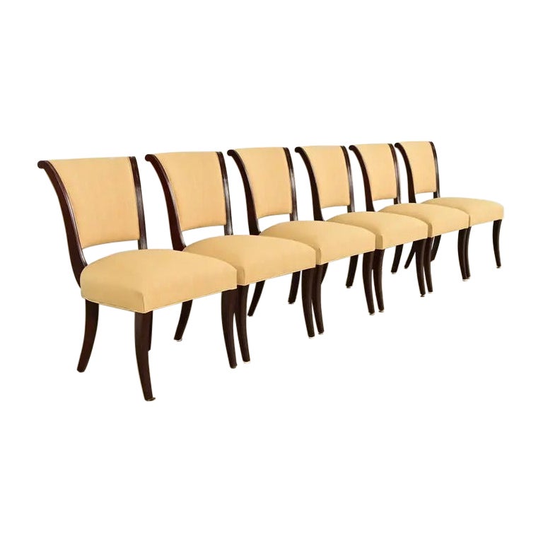 Barbara Barry Modern Regency Mahogany Dining Chairs, Set of Six