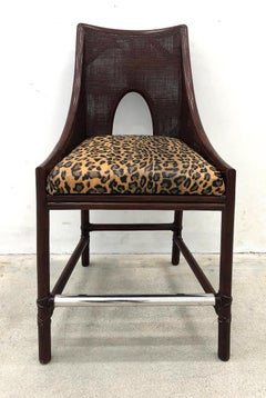 Barbara Barry Reed and Leather Counter Bar stools, Set of 4