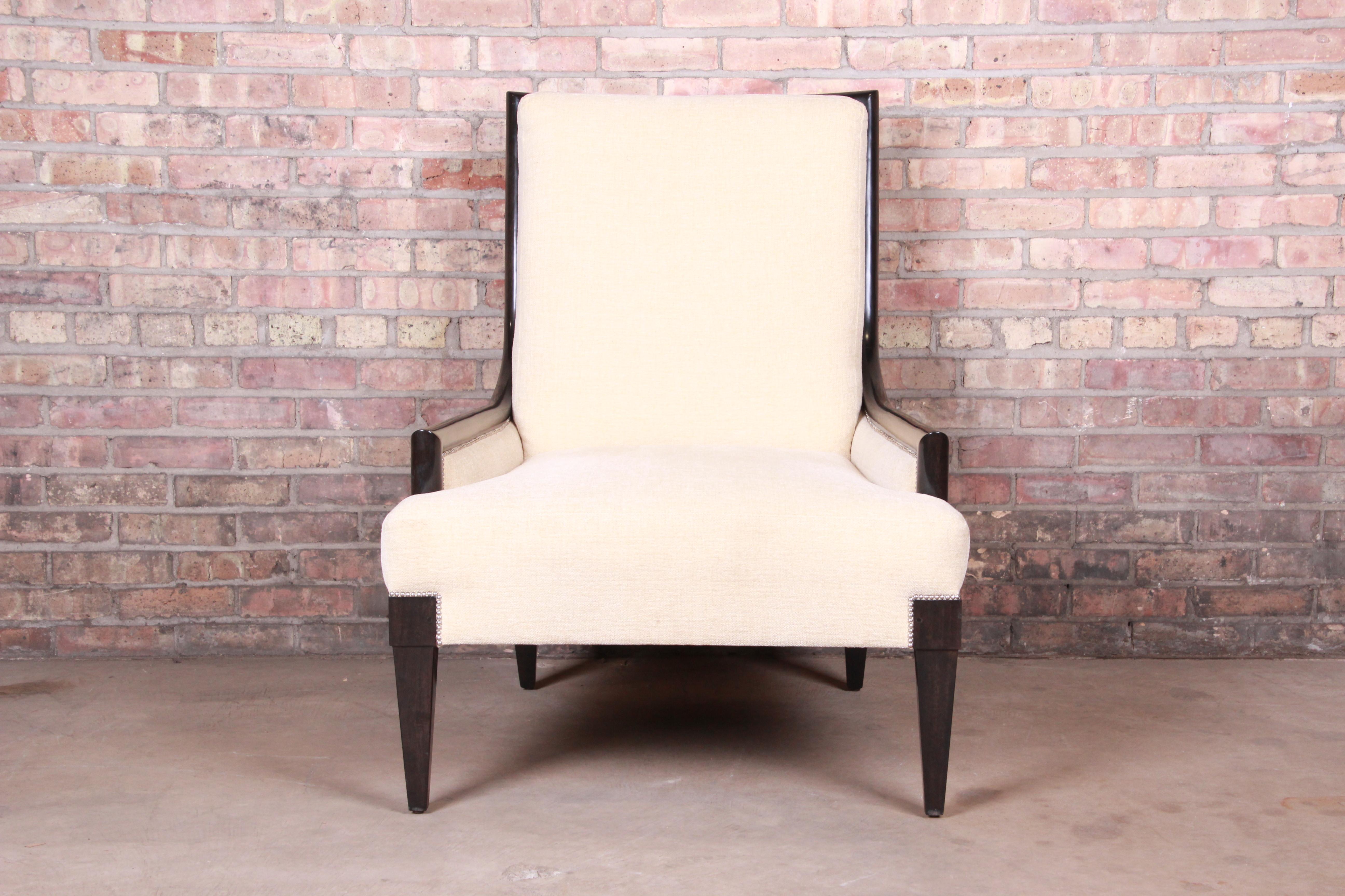Canadian Barbara Barry Style Modern Mahogany Upholstered Lounge Chair by William Switzer