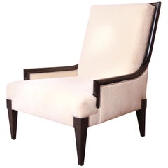 Barbara Barry Style Modern Mahogany Upholstered Lounge Chair by William Switzer