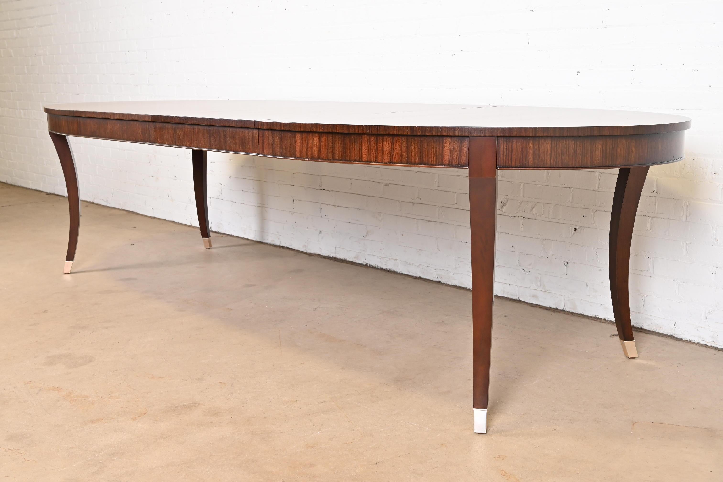 20th Century Barbara Barry Style Modern Regency Mahogany Saber Leg Extension Dining Table For Sale