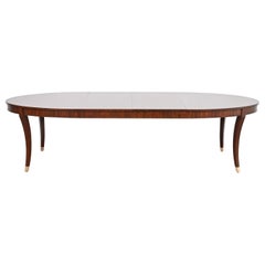 Barbara Barry Style Modern Regency Mahogany Saber Leg Extension Dining Table