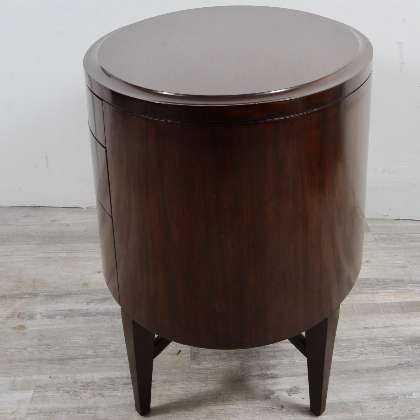 Walnut Barbara Barry Style Oval Occasional Table For Sale