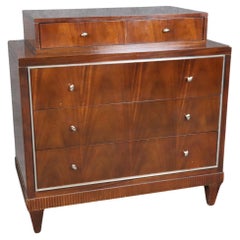 Barbara Barry "Tuxedo" Flame Mahogany and Nickel Art Deco Style Commode 1995