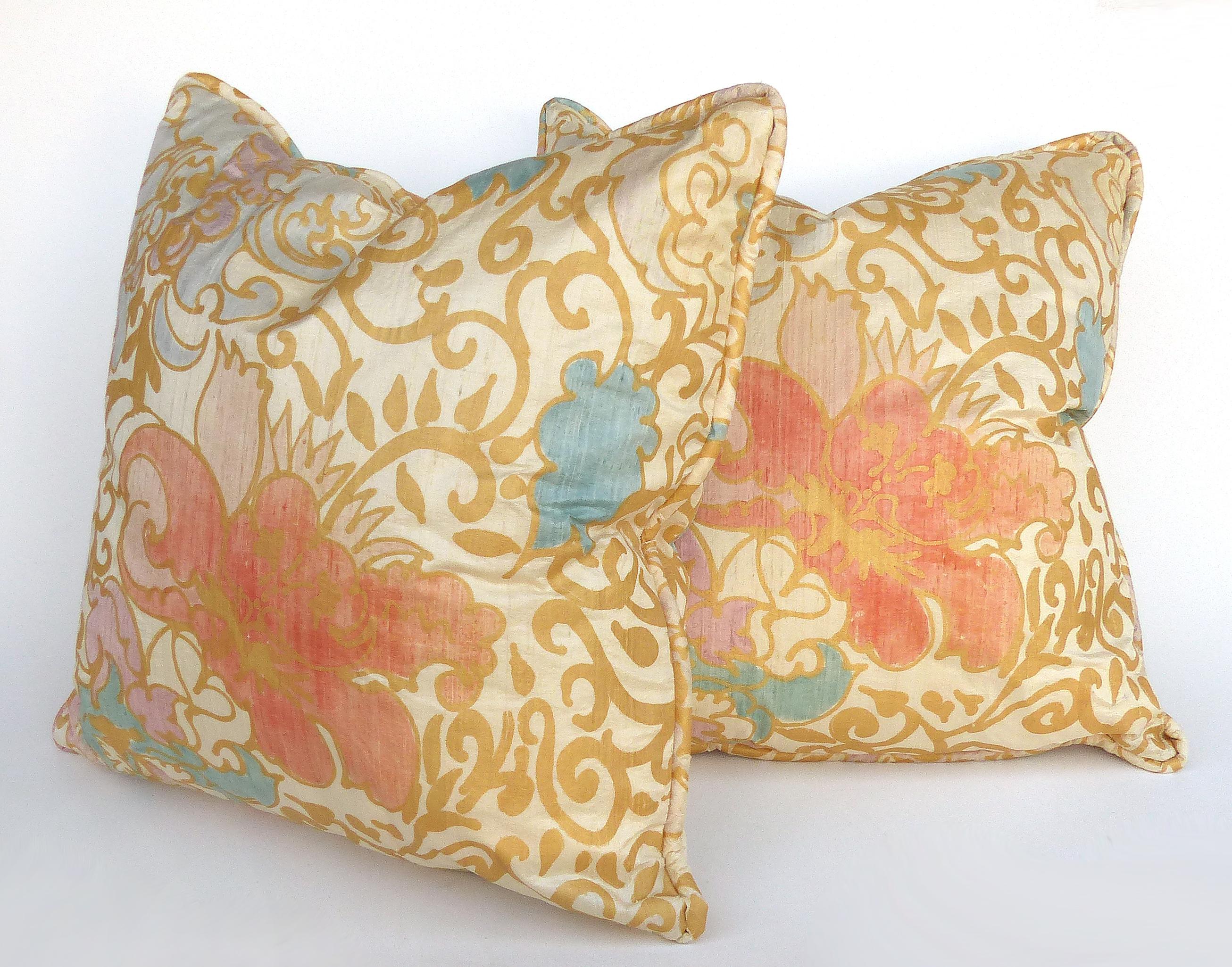 Barbara Beckmann Hand-Printed Silk Pillows
Offered for sale is a pair of Barbara Beckman hand-printed silk pillows. Barbara Beckmann is renowned for acquiring the finest silk fabrics from around the world and hand decorating them with fabulous