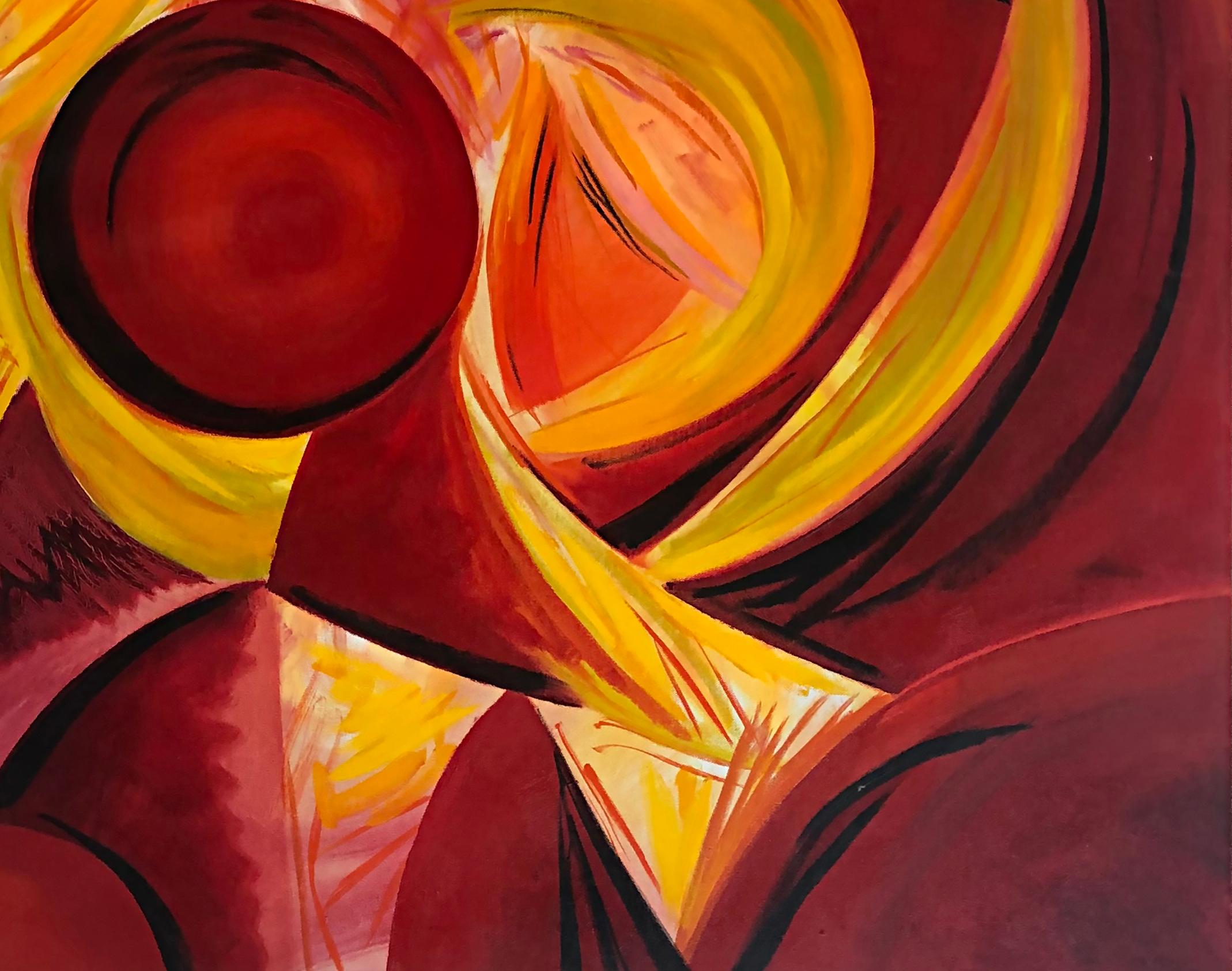 Peint à la main Peinture à l'huile abstraite « Dante's Inferno » de Barbara Beretich en vente