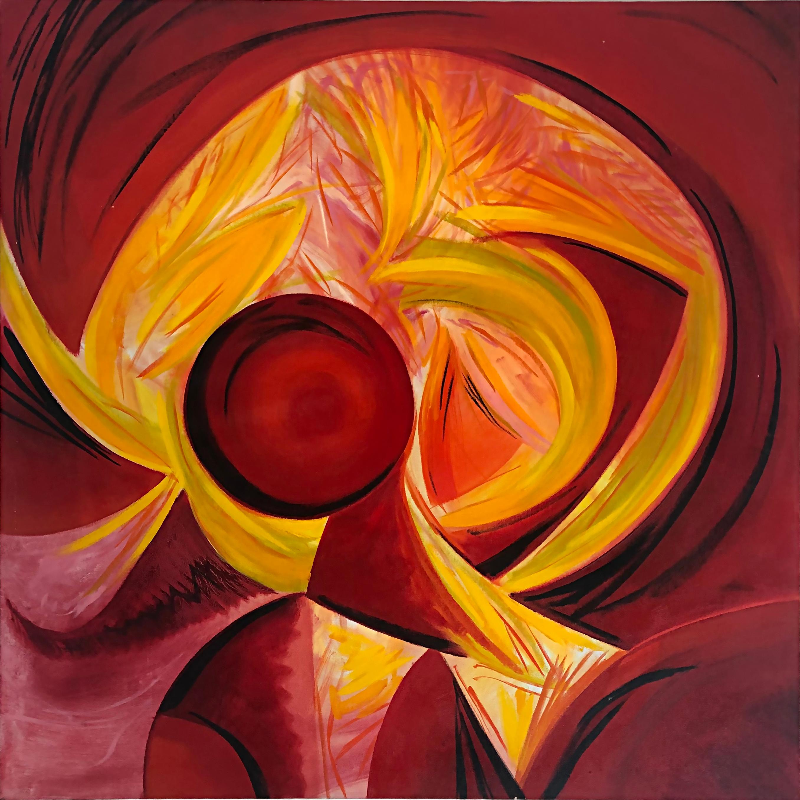 Toile Peinture à l'huile abstraite « Dante's Inferno » de Barbara Beretich en vente