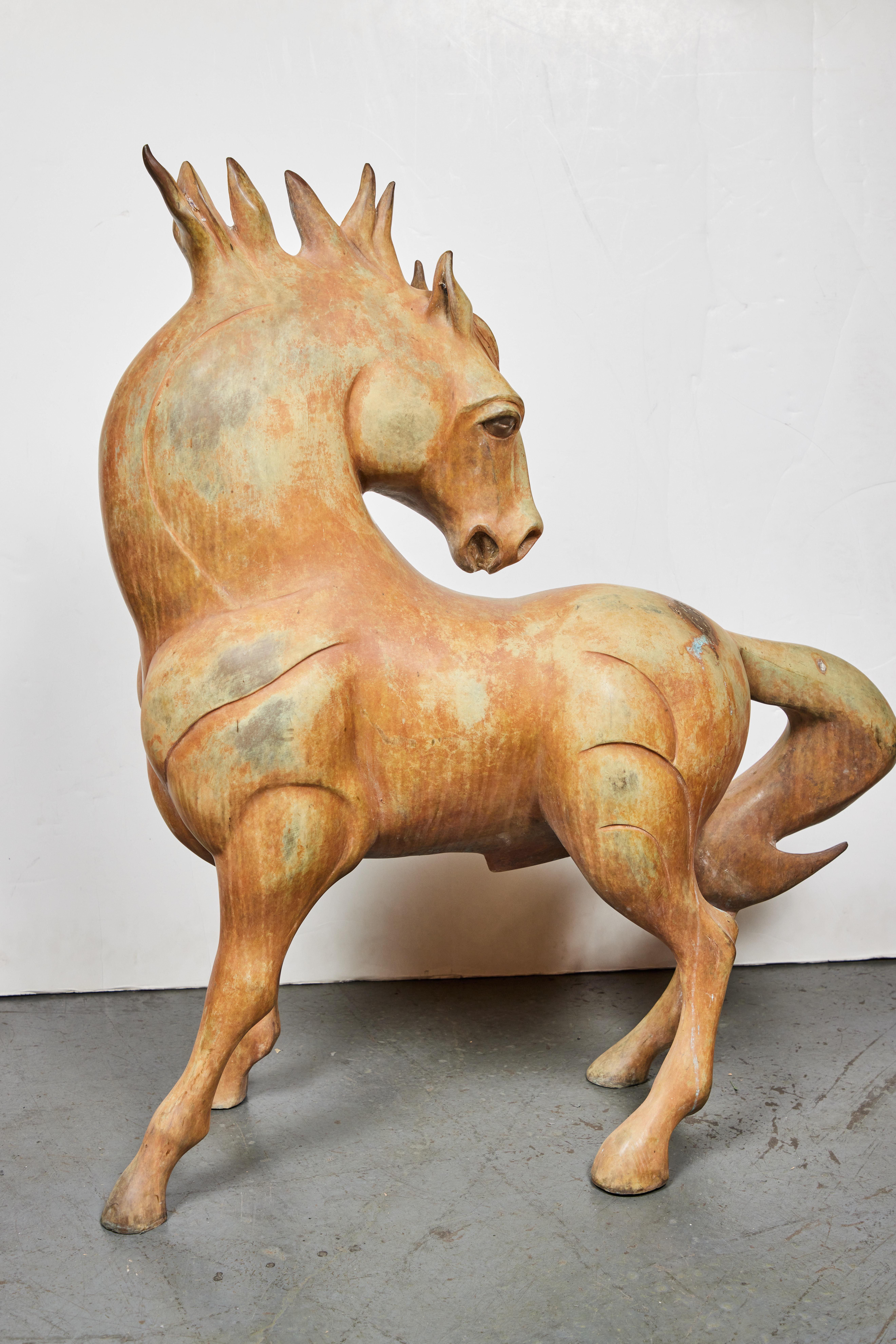 Signed Bronze Stallion Sculpture For Sale 1