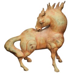 Vintage Signed Bronze Stallion Sculpture