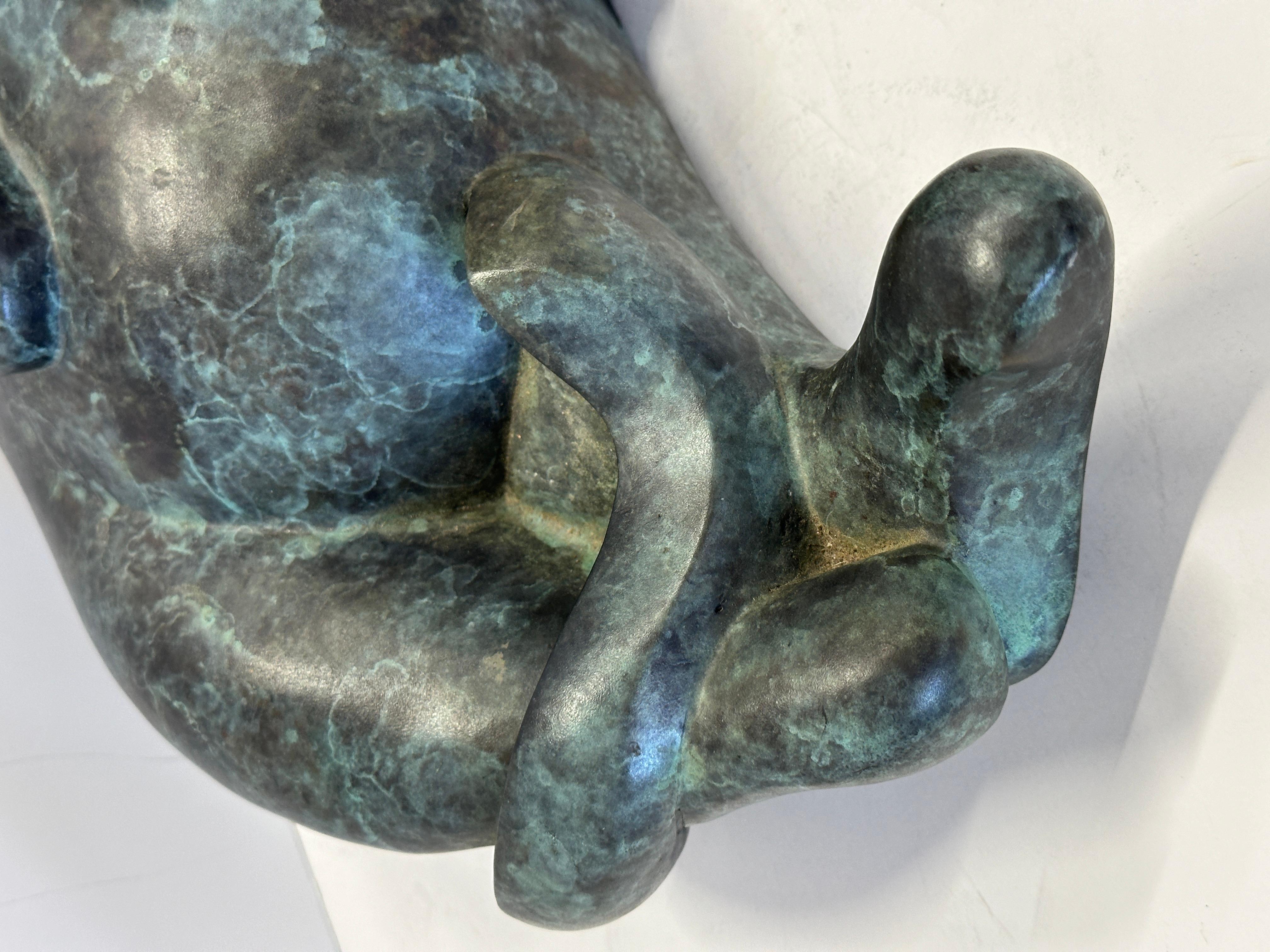 Barbara Beretich “Tanko” Bronze Cat Sculpture 1996 For Sale 1