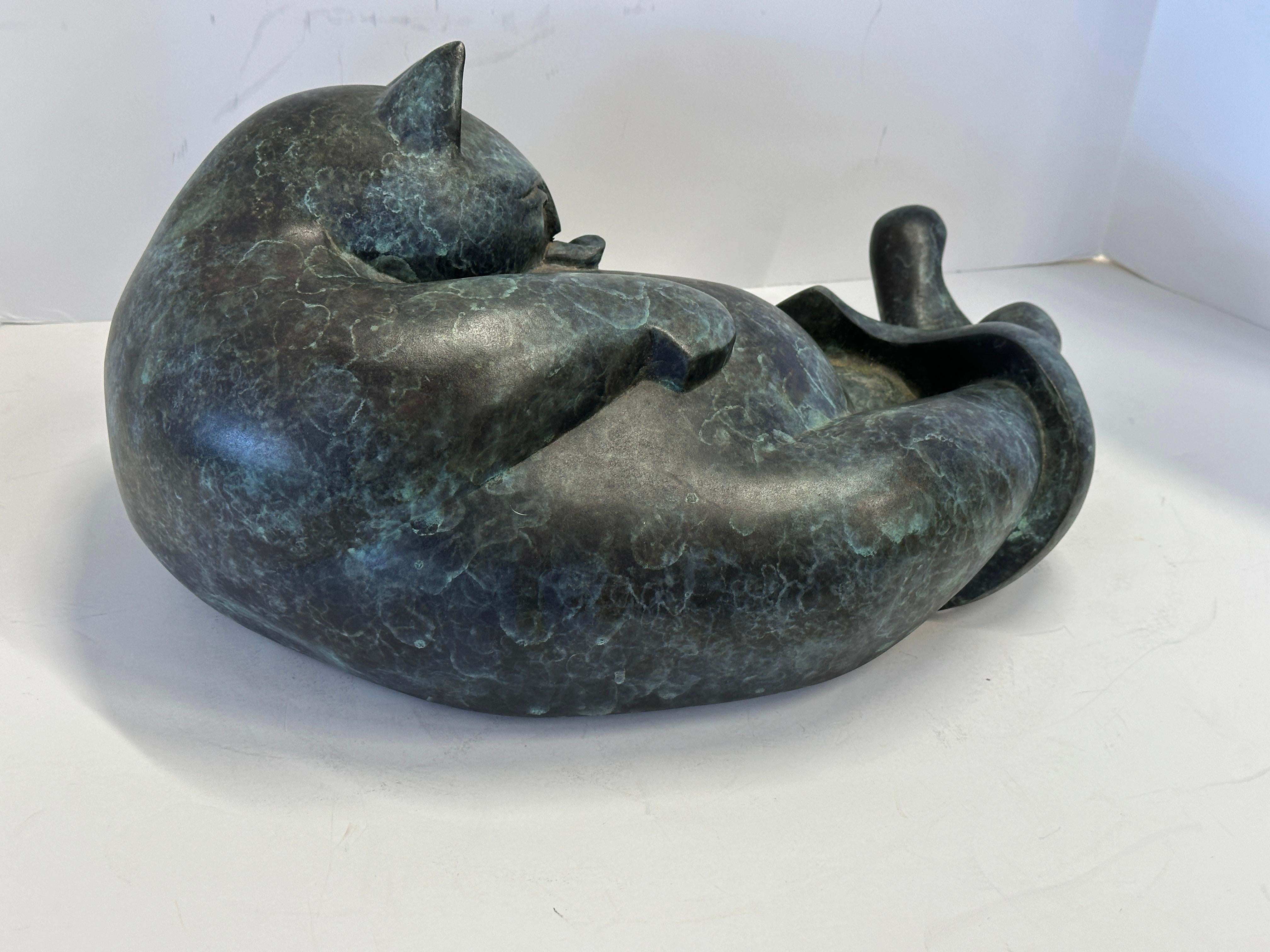 Barbara Beretich “Tanko” Bronze Cat Sculpture 1996 For Sale 2