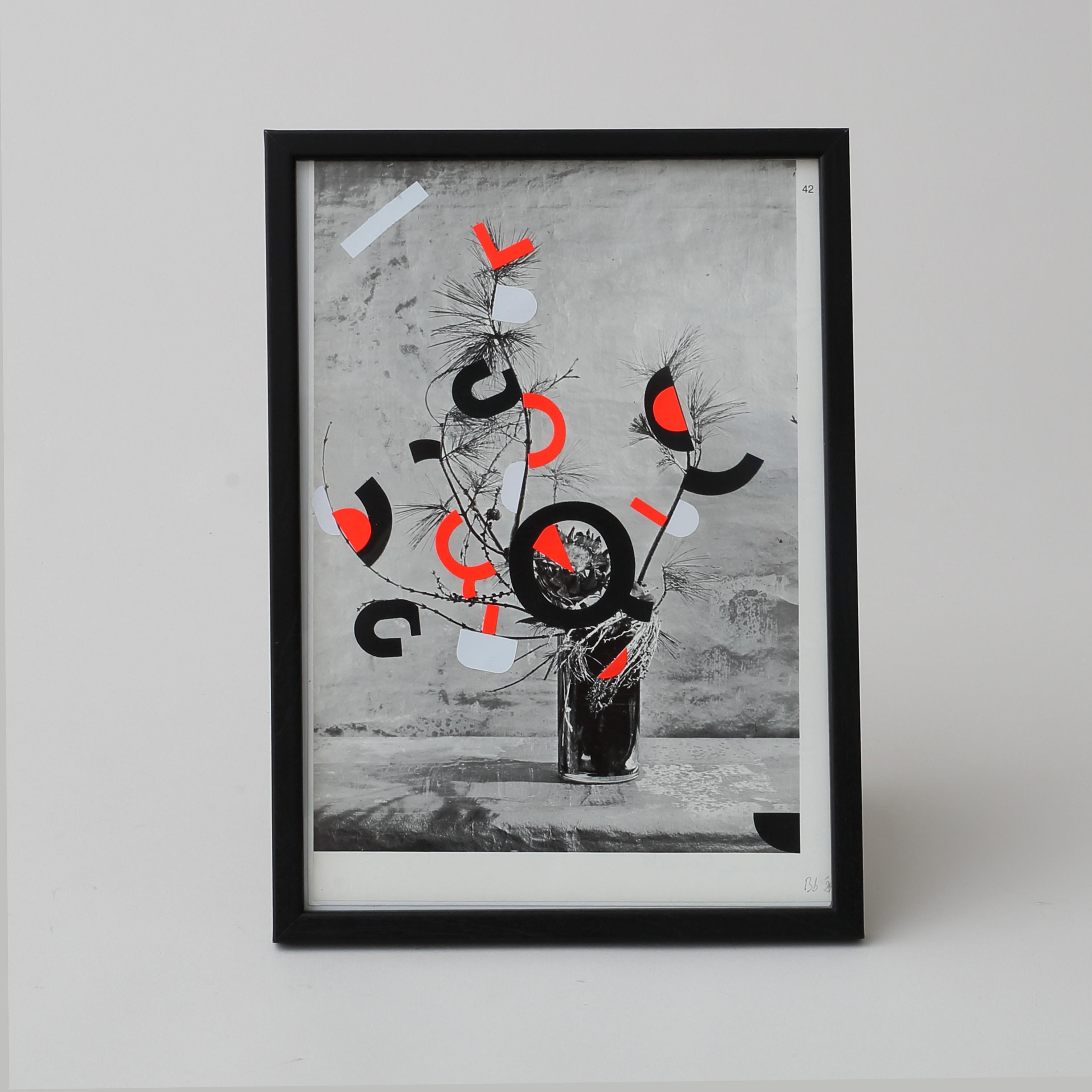 Ikebana - collage a tecnica mista - Mixed Media Art di Barbara Bervoets